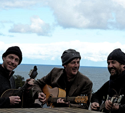The Shane Howard Trio with Ewen Baker (left), Shane Howard in the middle and John Hudson to his right. Photo by Teresa O'Brien.