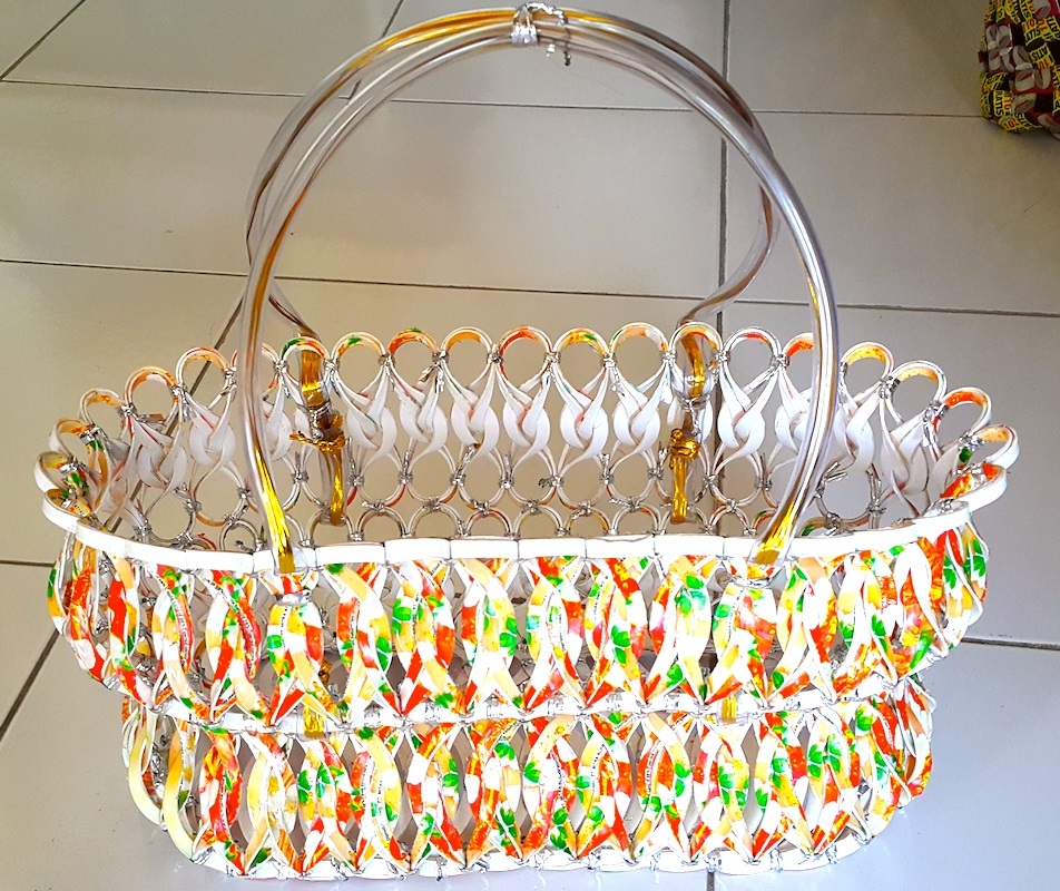 Basket made from plastic drink containers (Image by Pridmore)