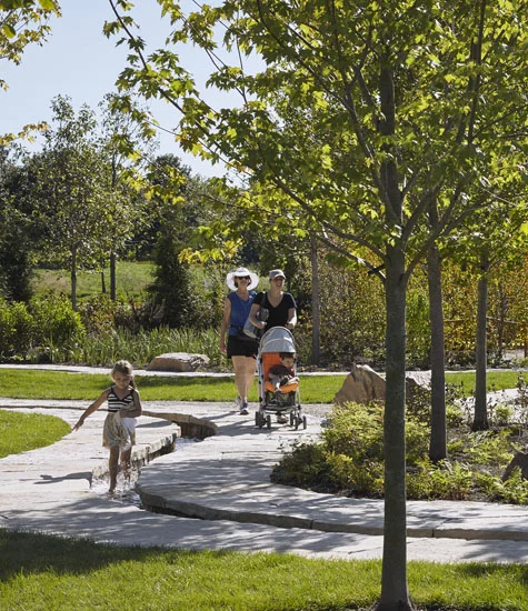 Many of Kim's designs feature water as part of their activity zones. Courtesy Mikyoung Kim Design