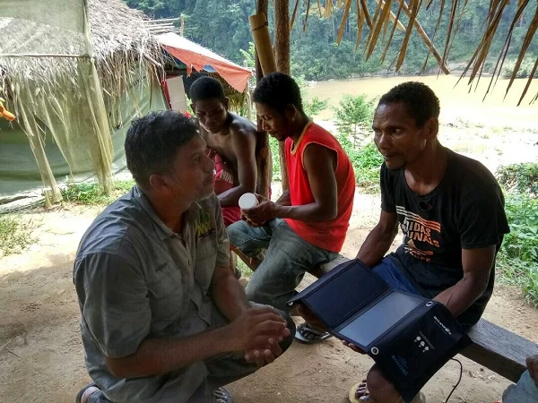 Andrew Sebastian at the KampungKu set up and final test at Kampung Dedari, Sungai Tembeling in West Malaysia 