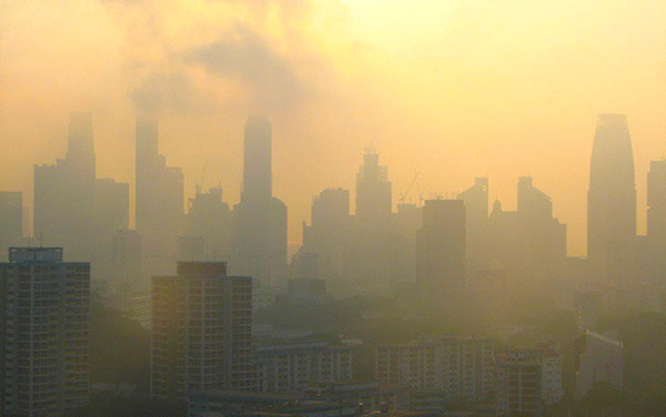 Forest burning in Indonesia is a major cause of haze events such as this one in Singapore in October 2005. Credit: asiabruin / flickr.