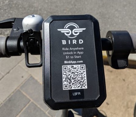 A rider simply launches the app, scans the unique QR code and off they ride. Courtesy Bird.