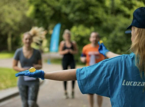 The 2019 London Marathon saw thousands of runners eating their drinks sachets. Courtesy Notpla.