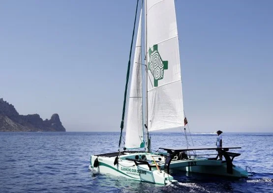 LBV is now using its catamarans to harvest plastic debris. Courtesy LBV.