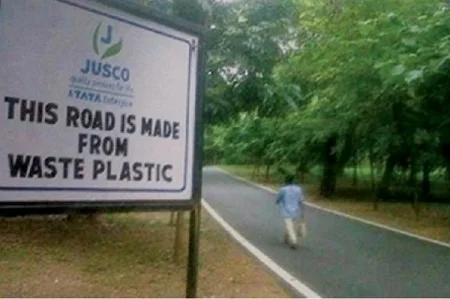 Ground up plastic waste helps pave rural roads. Courtesy Tata.