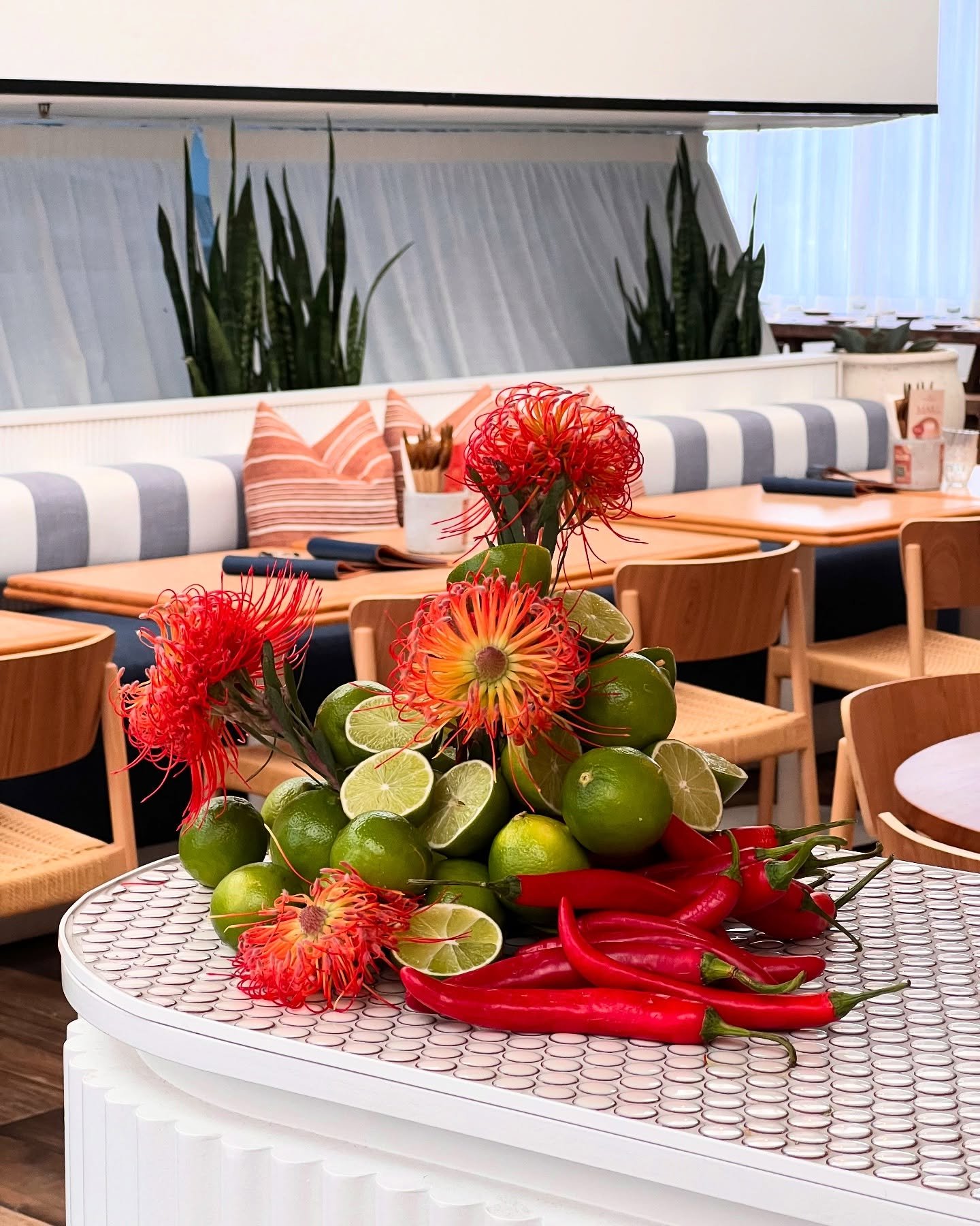 The scent of lime, the heat of chilli, the strange sculptural beauty of pincushions in full bloom! When our friends @fourhundred.syd asked us to create something a little different for their Melbourne Cup celebrations last year &mdash; we went full f