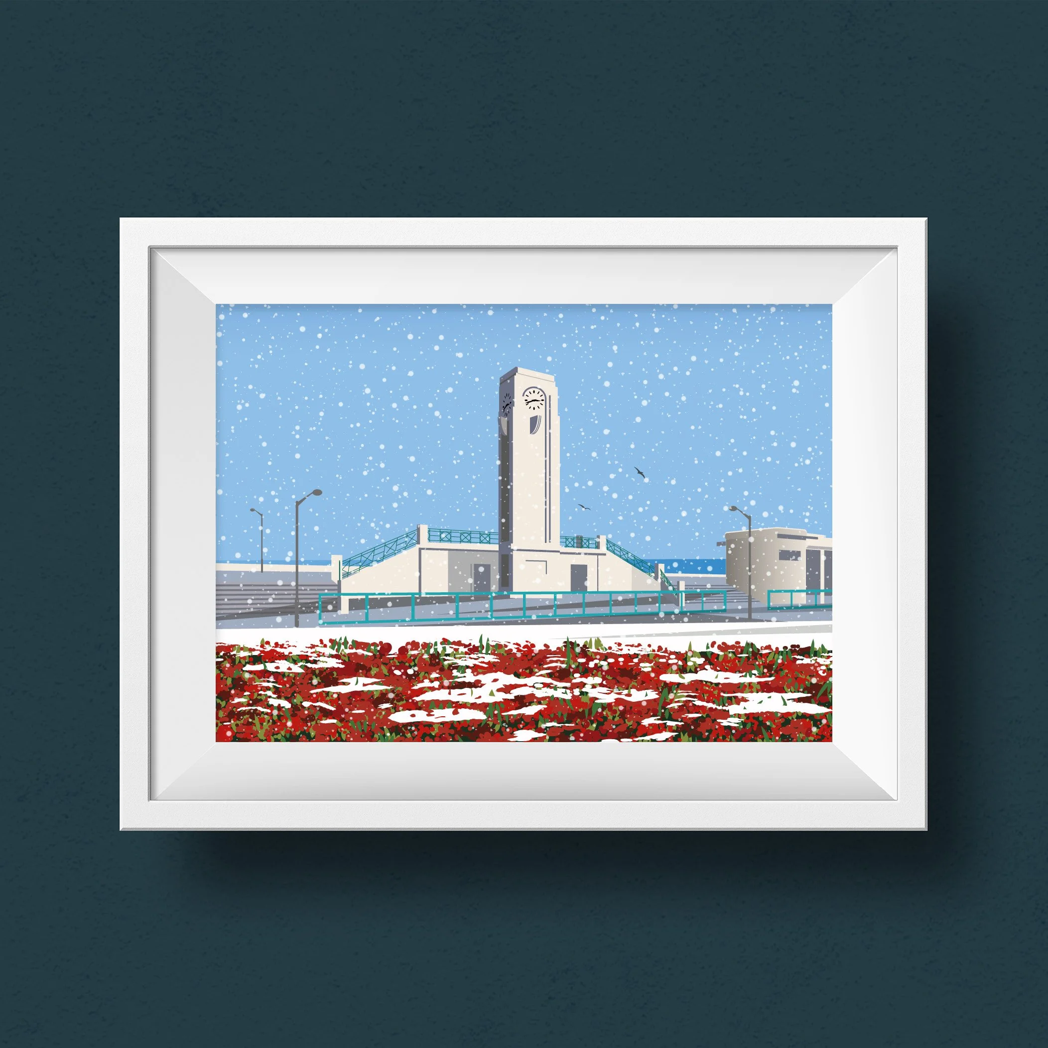 Seaton Carew Winter Clock Tower Art Print