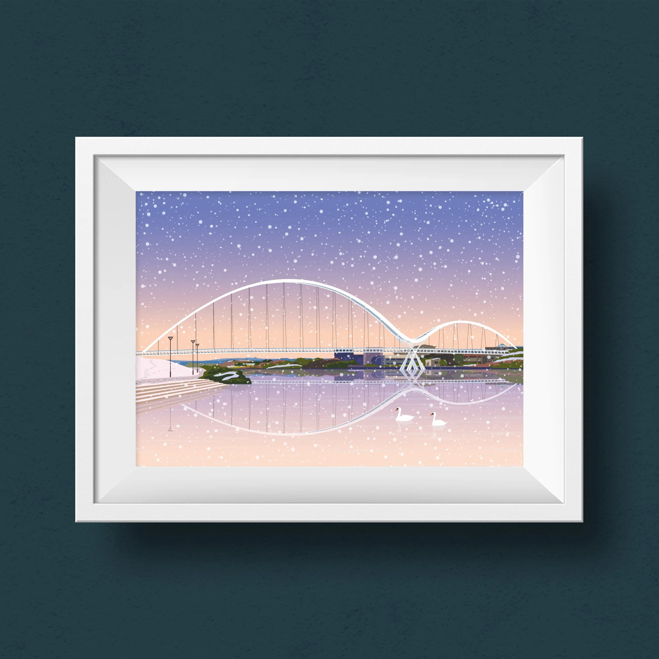 Infinity Bridge Stockton-On-Tees Winter Art Print