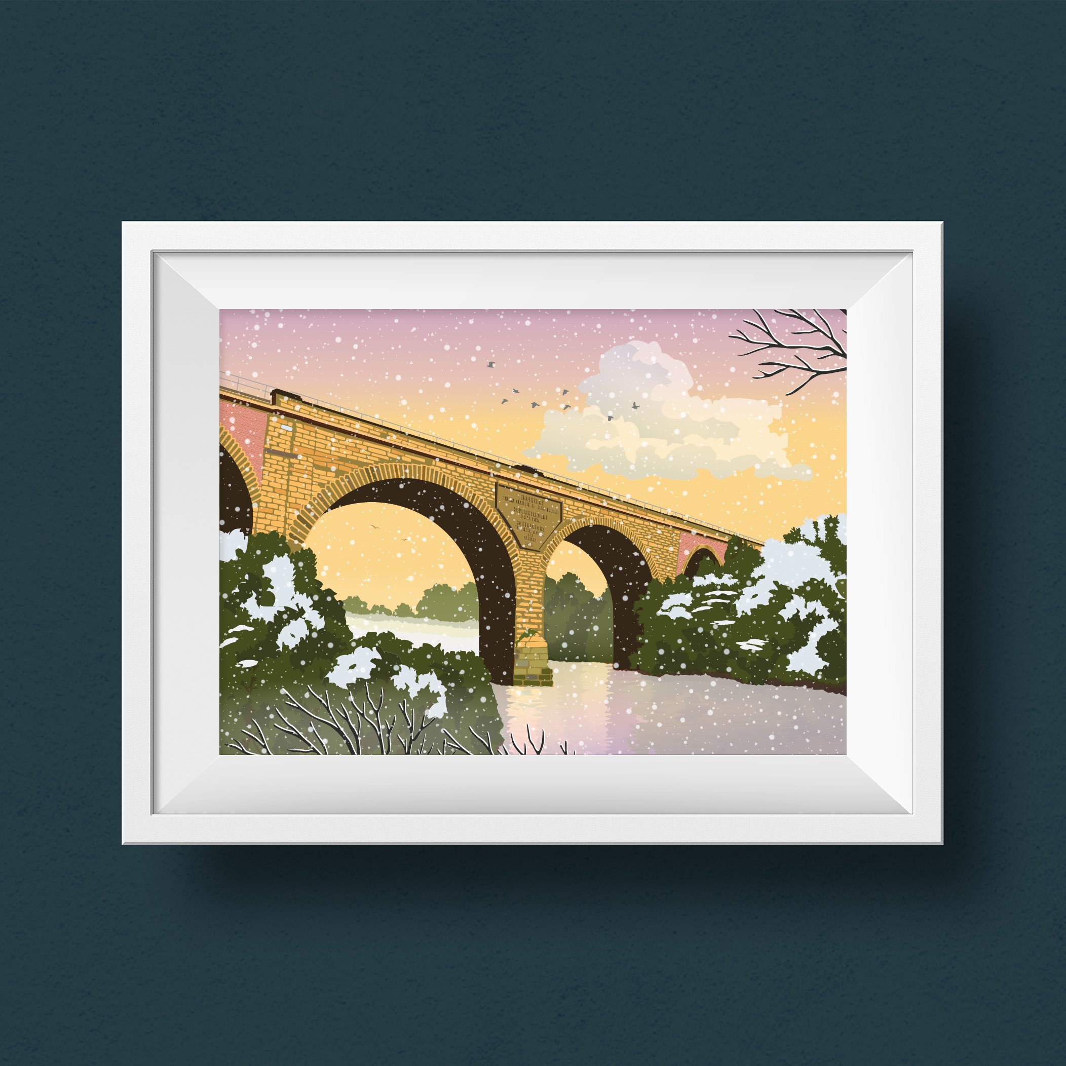 Yarm Viaduct Winter Art Print