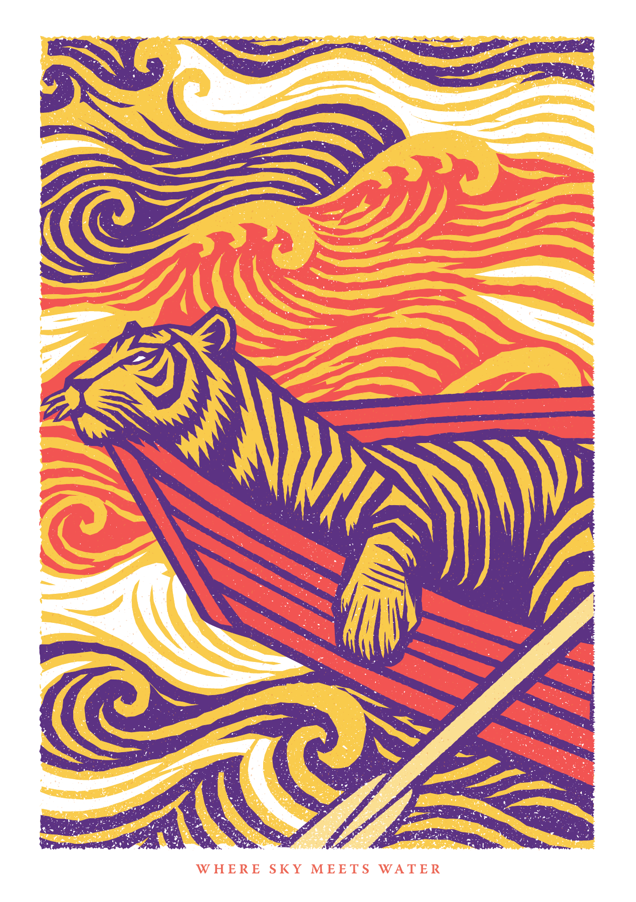 Culture House Sunderland, final literary artwork: a tiger and a boat on flowing water.