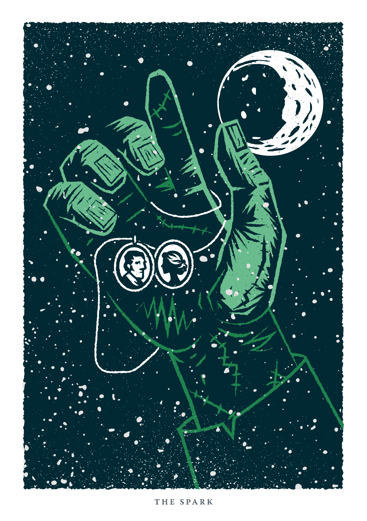 Culture House Sunderland, final literary artwork: a hand carrying an electric spark.