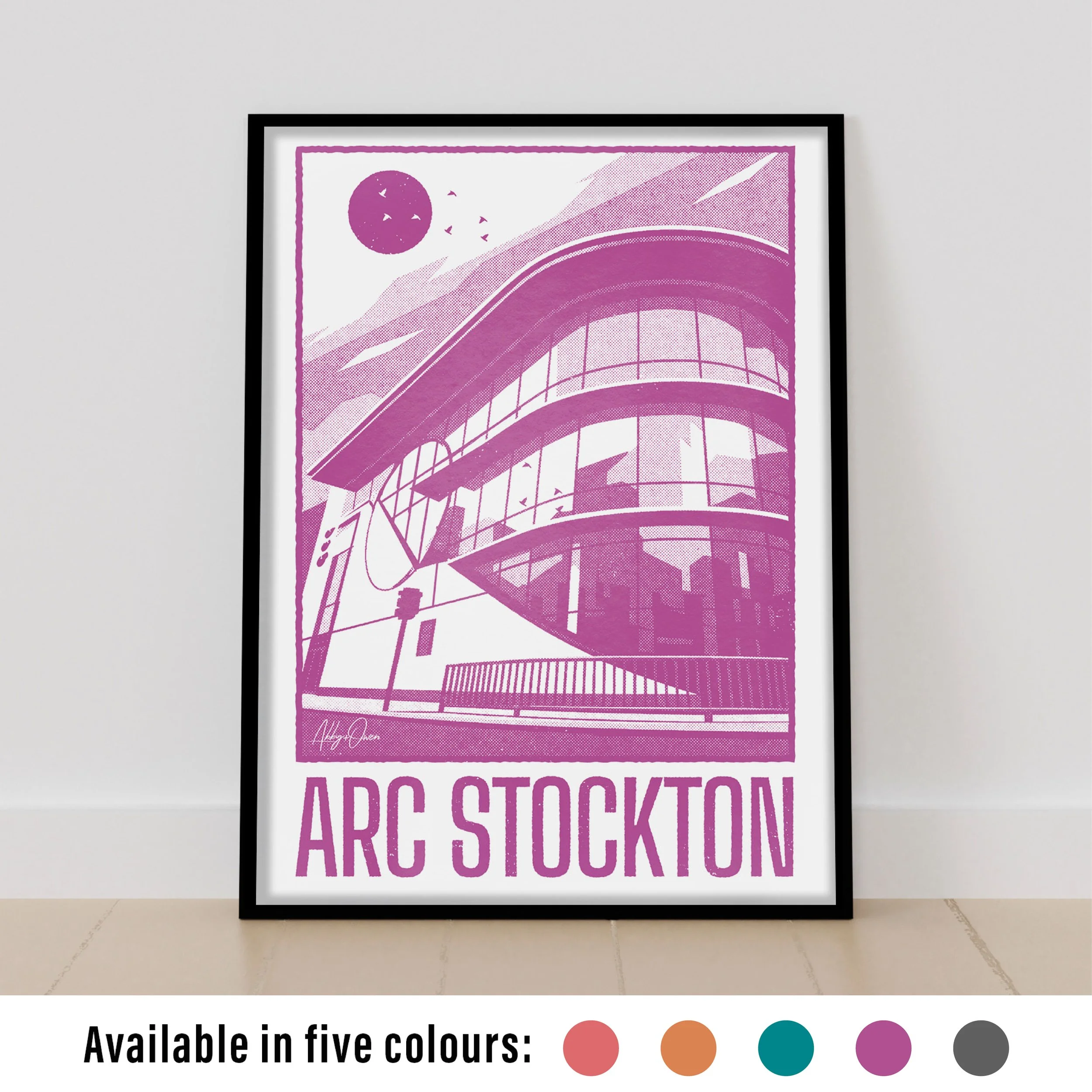 ARC Stockton-on-Tees Minimalist Single-Colour Art Print