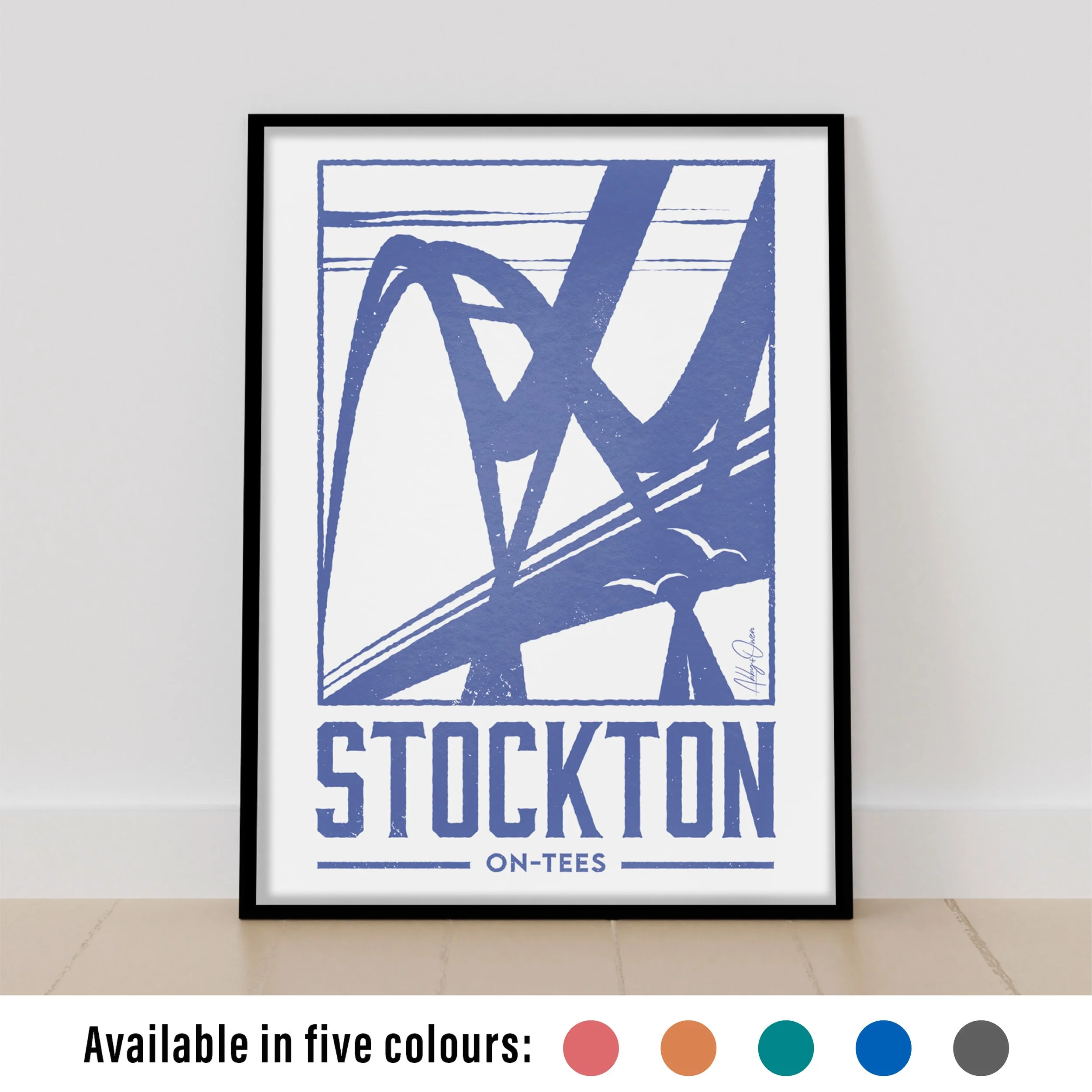 Stockton-on-Tees Minimalist Single-Colour Art Print