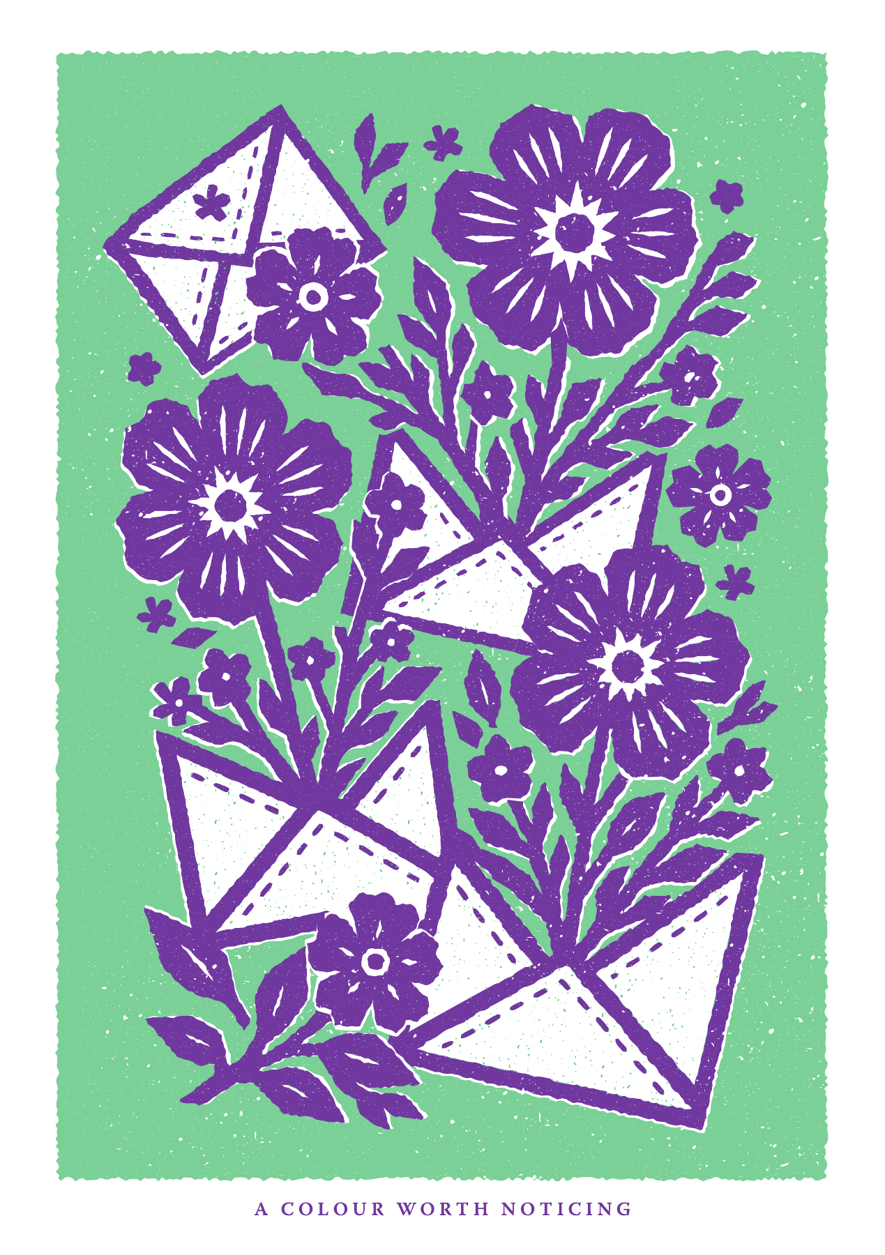 Culture House Sunderland, final literary artwork: letters among purple flowers.