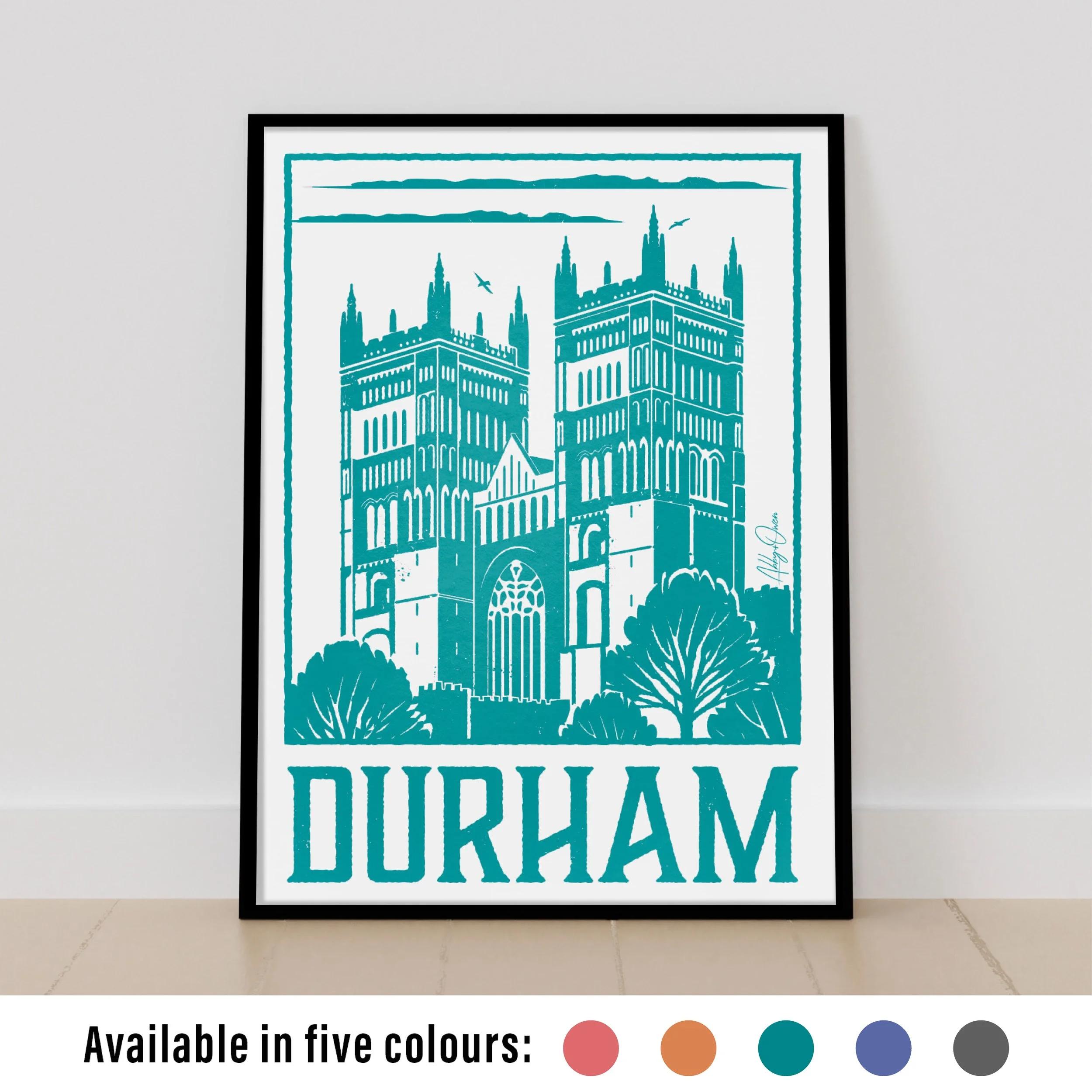 Durham Minimalist Single-Colour Art Print
