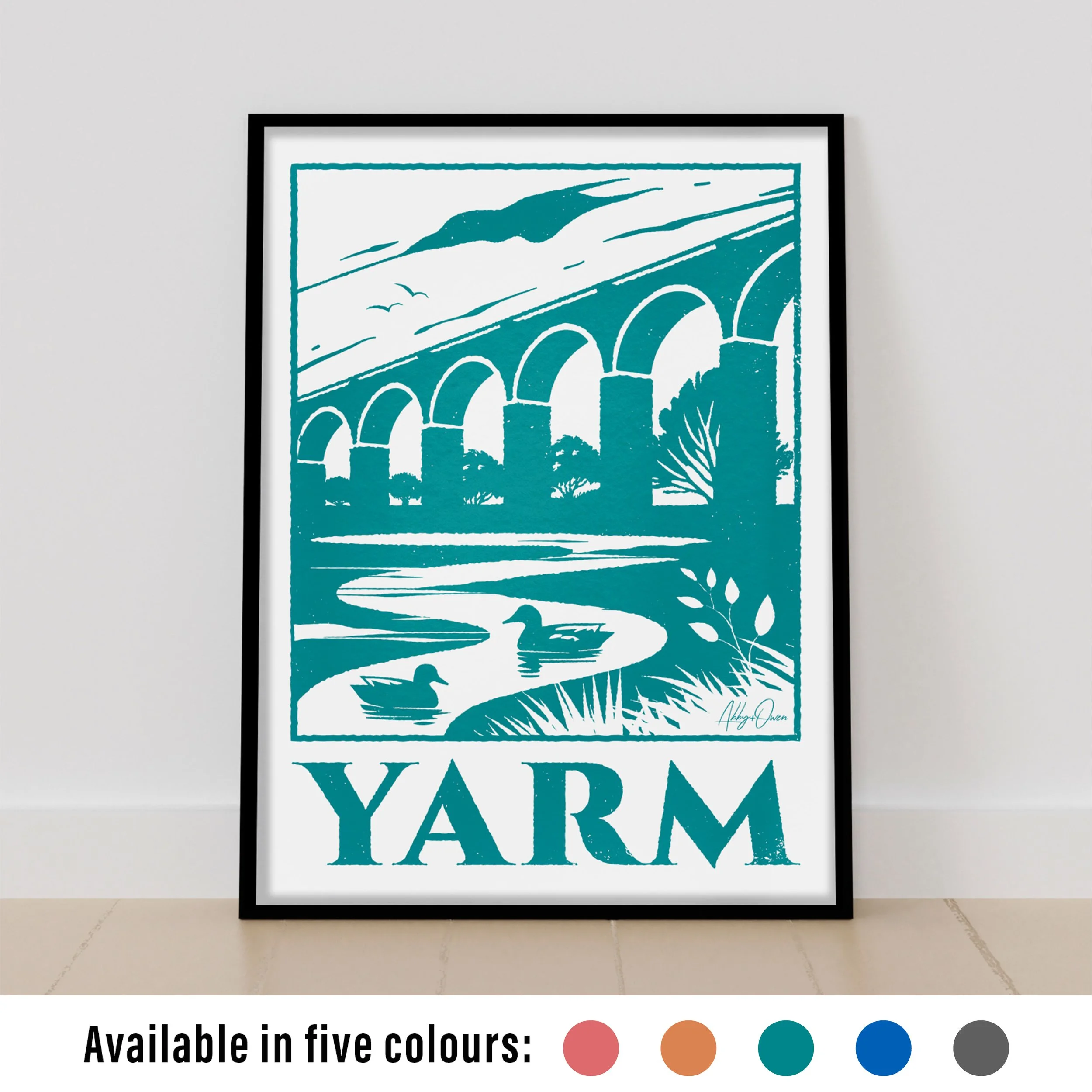 Yarm Minimalist Single-Colour Art Print