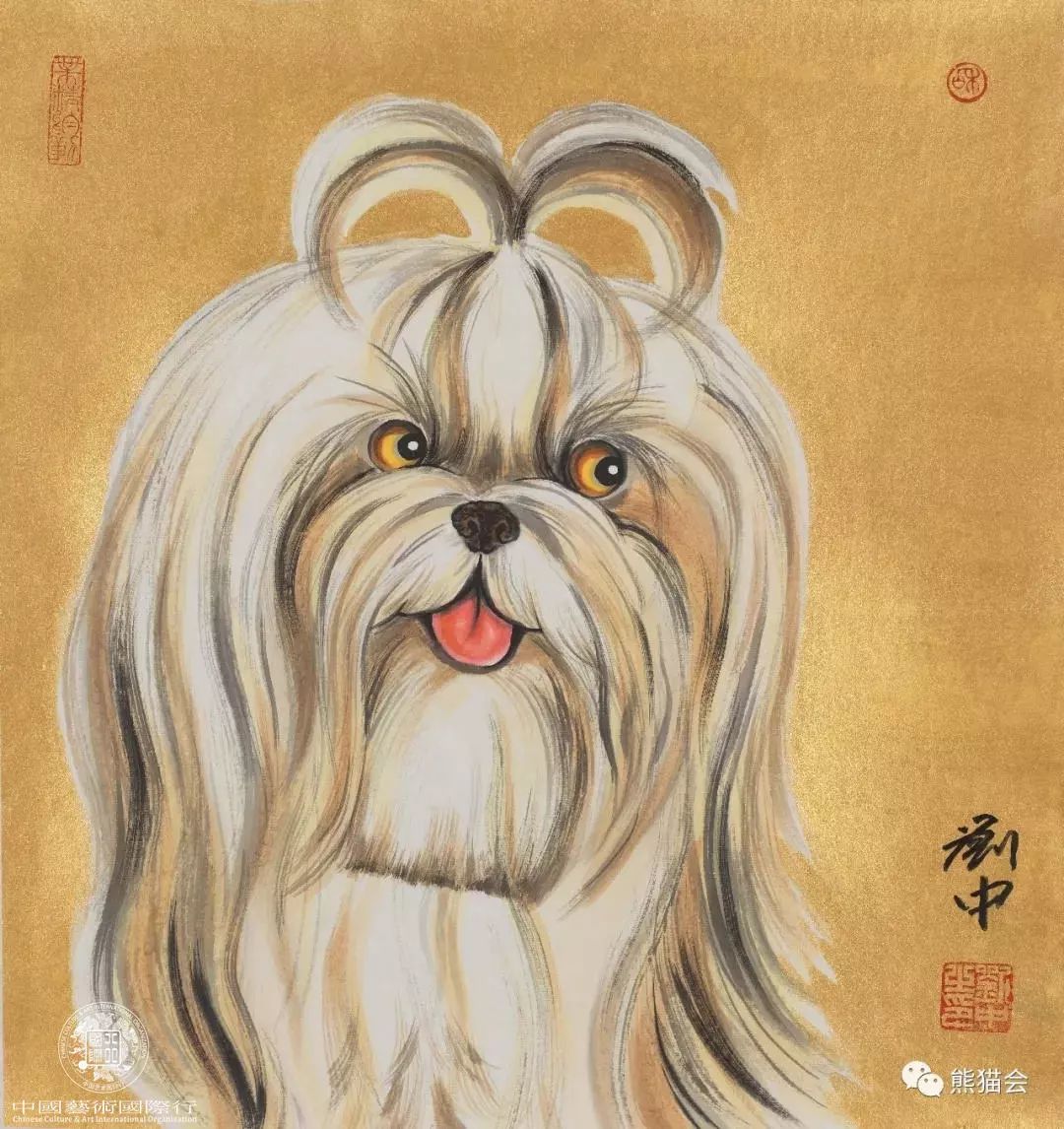 ▲ 国画《旺财》二 46*46cm 2017年作