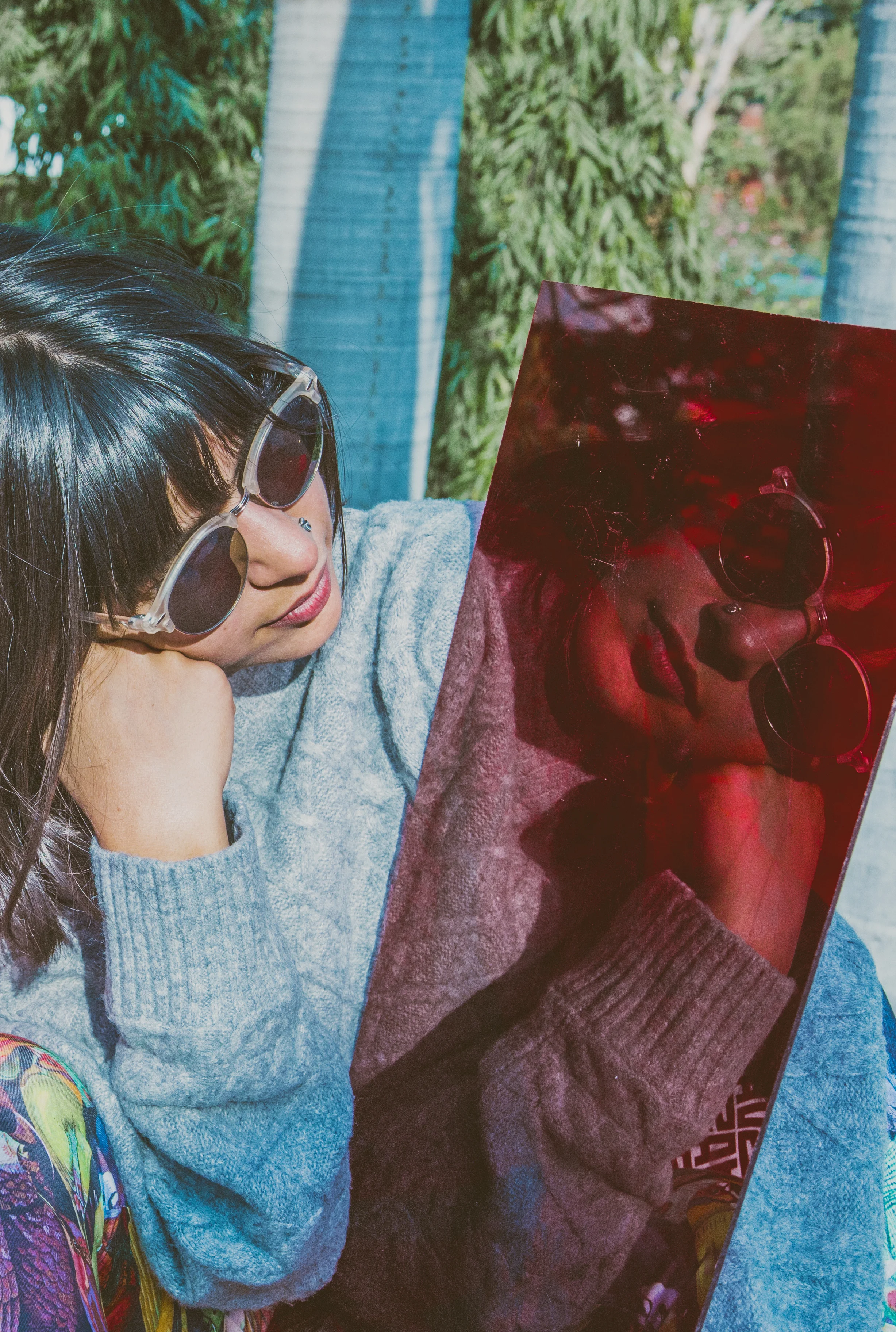 Sweater top by HnM, lowers by Adidas Originals & glasses by Opium