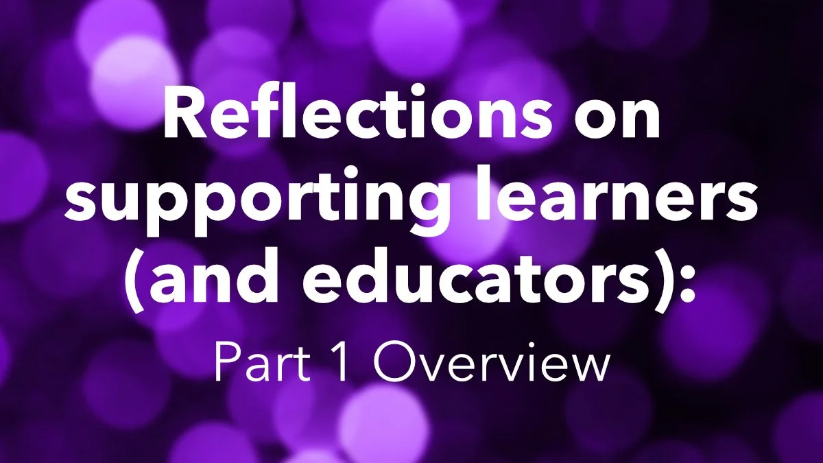 Reflections on supporting learners (and educators): Part I Overview