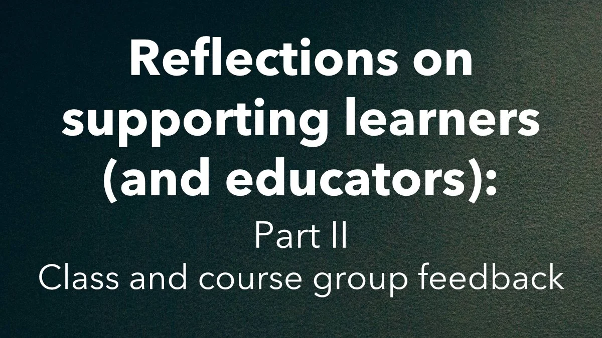 Reflections on supporting learners (and educators): Part II Class and course group feedback