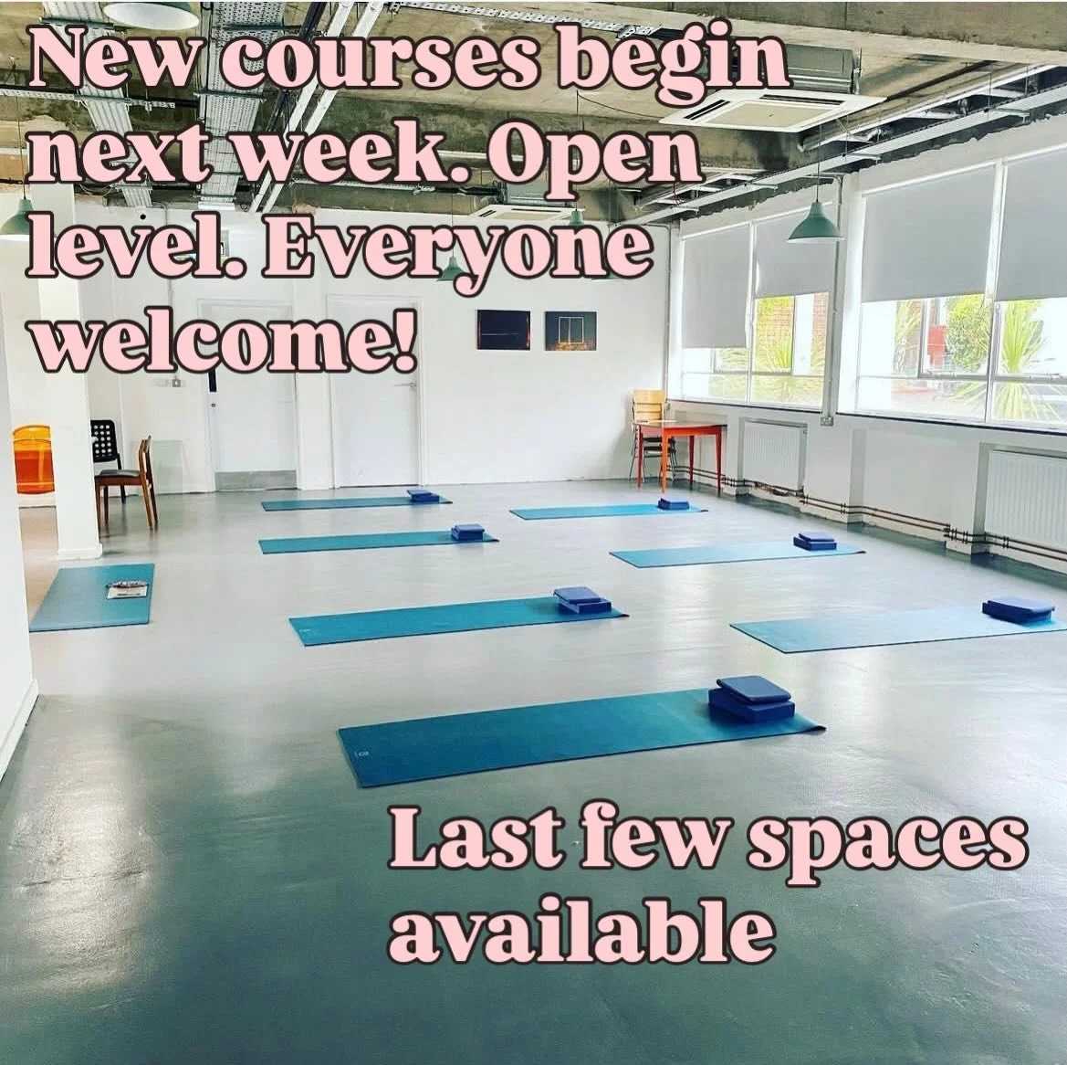 Courses begin next week in Walthamstow. 

I can&rsquo;t wait to be back on the mat!

Open level, modifications and props available; small classes with lots of personal attention.

* Mondays at The Blackhorse Road Baptist Church

* Tuesdays and Friday