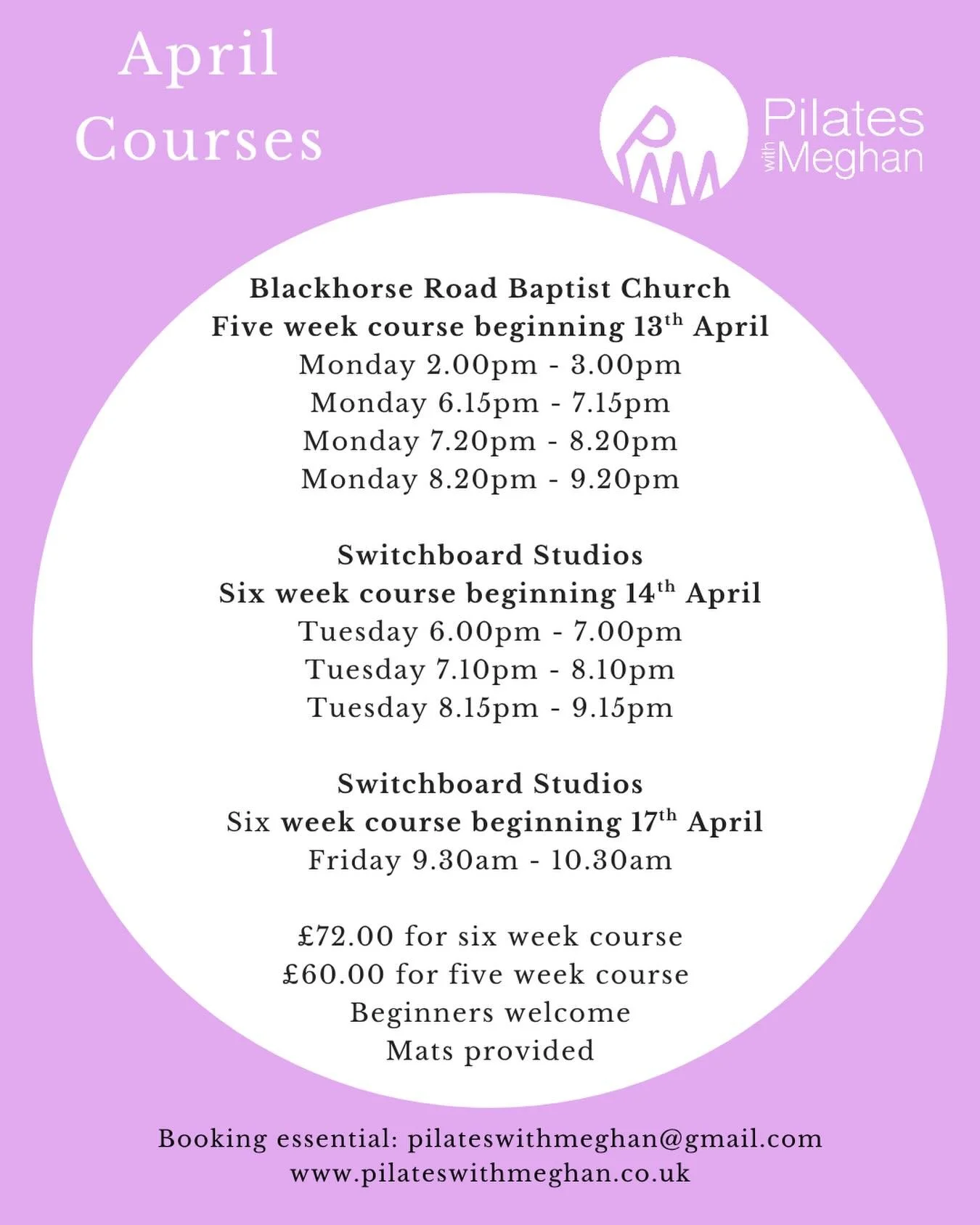 New courses coming in April. Yay! 

Eight classes across two venues. 

Open level. Everybody is welcome.

I&rsquo;d love to see you on the mat. 

#walthamstow #blackhorseroad #pilates #e17