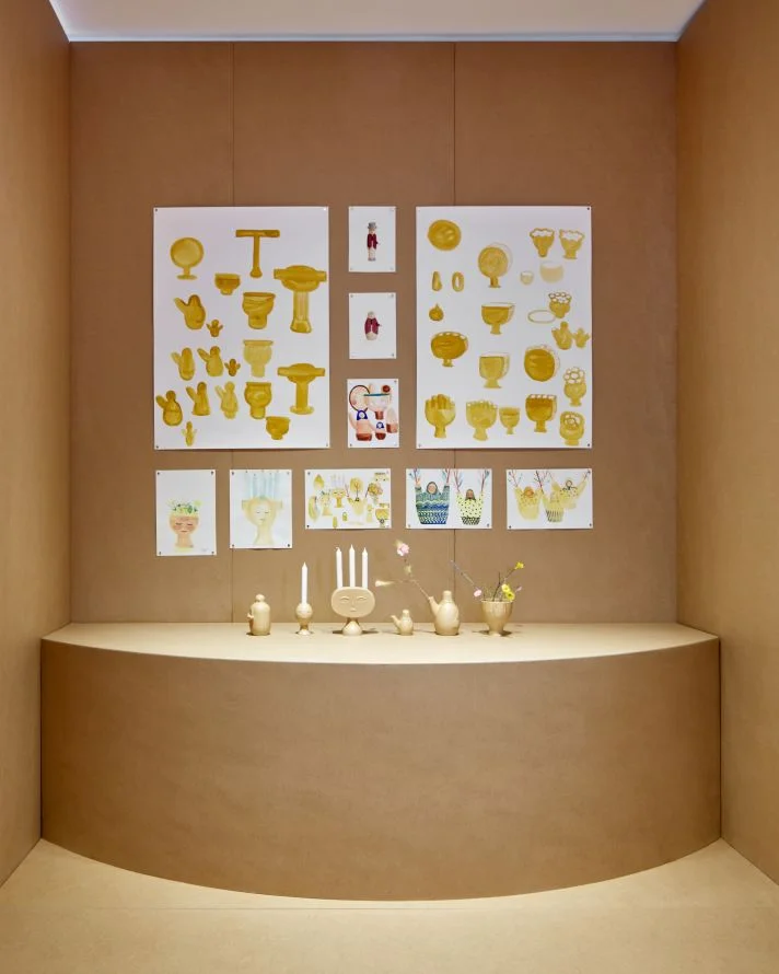 “What gifts did the Finnish delegation bring to Japan in 1919 to inaugurate Finnish-Japanese diplomatic relations? With this question in mind, Finnish-Korean design-duo COMPANY created their contribution to the FIN/JPN Friendship Collection. The family of six ceramic objects are both decorative and functional; each celebrates a seasonal ritual belonging to the Finnish calendar. Expressive and of disarming naiveté, the family of objects evokes the animist, pagan pasts of Finland. They are hand-made by Artek’s ceramic partner in Portugal, based on a close collaborative development process with COMPANY founders Aamu Song and Johan Olin.”