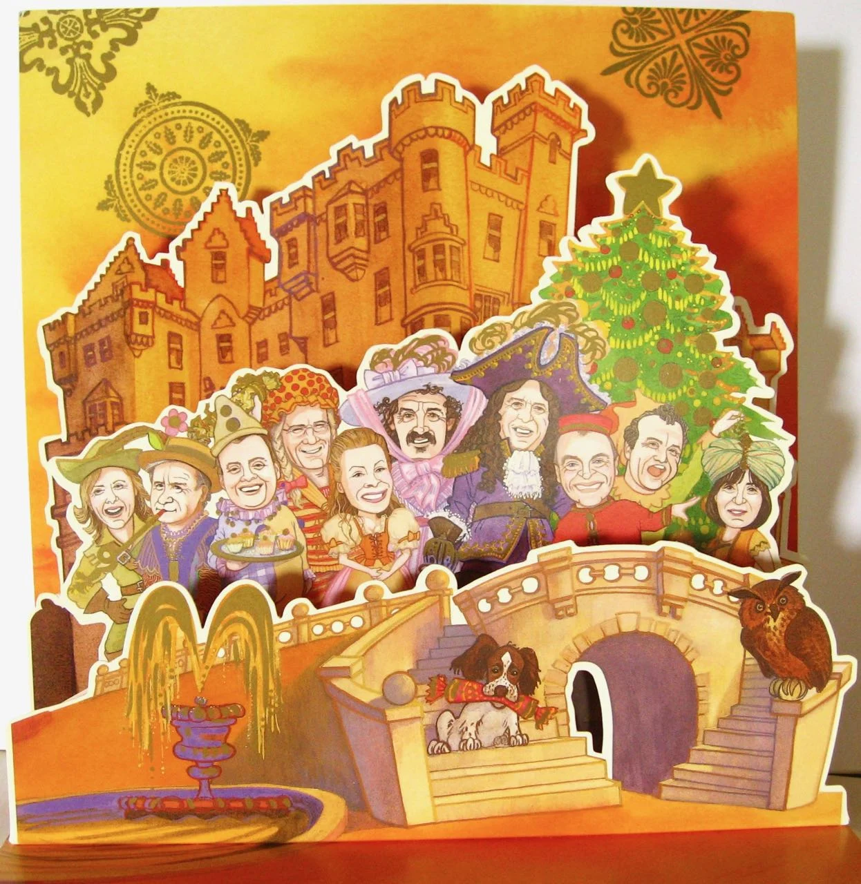 Christmas card (staff as pantomime characters) for Skibo Castle