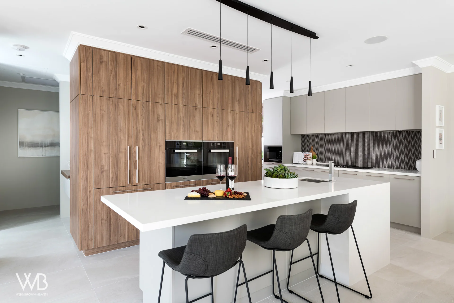 Kitchen designed by Jess O’Shea Designs for Webb and Brown-Neaves. Moda Display home. Made by The Maker Designer Kitchens. Dianella, Perth, Western Australia
