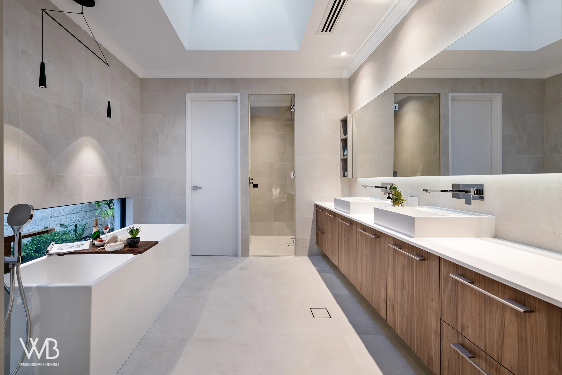 Bathroom designed by Jess O’Shea Designs for Webb and Brown-Neaves. Moda Display home. Made by The Maker Designer Kitchens. Dianella, Perth, Western Australia