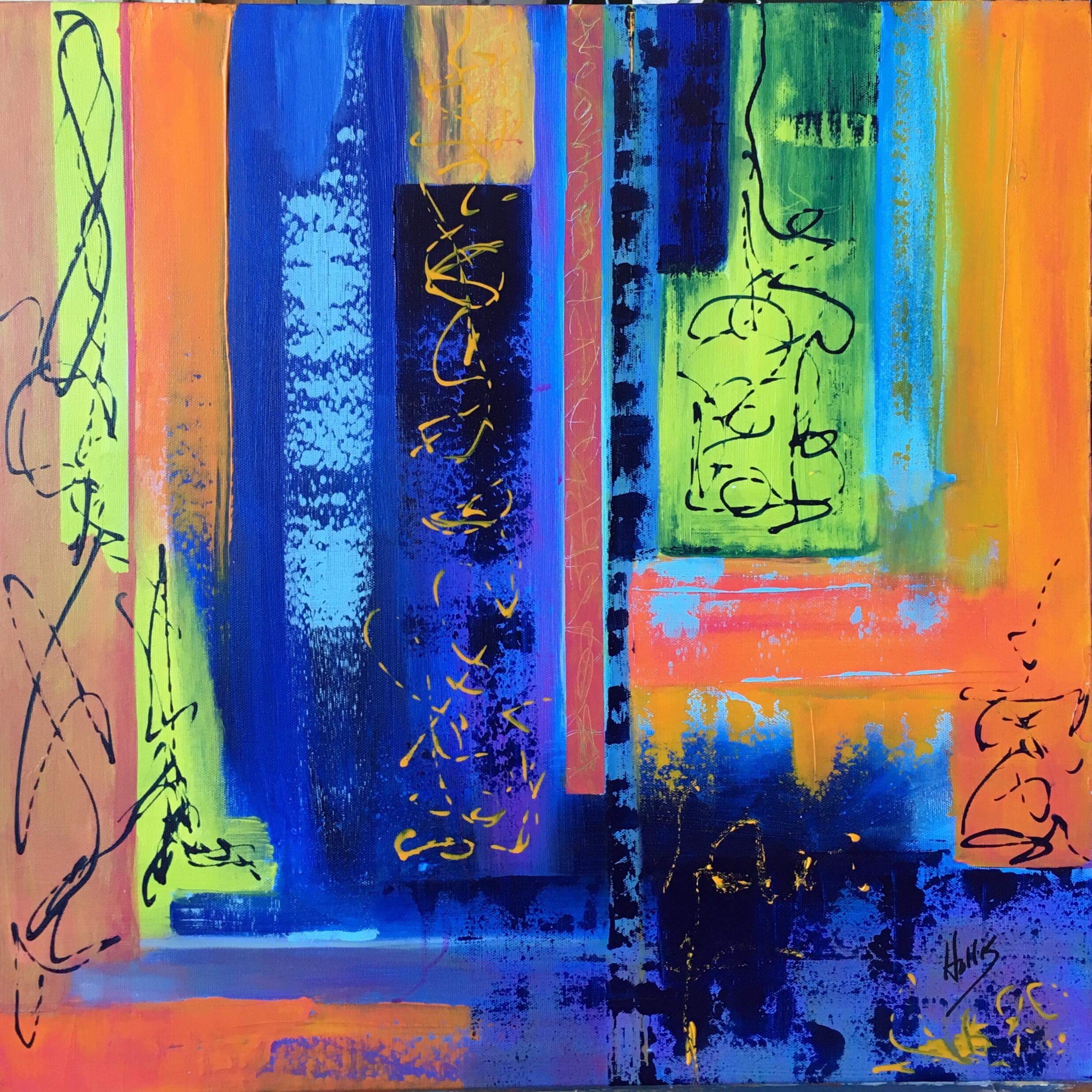 “The Writing on the Wall” By Hollis Fortune acrylic on canvas 24” x24” $600
