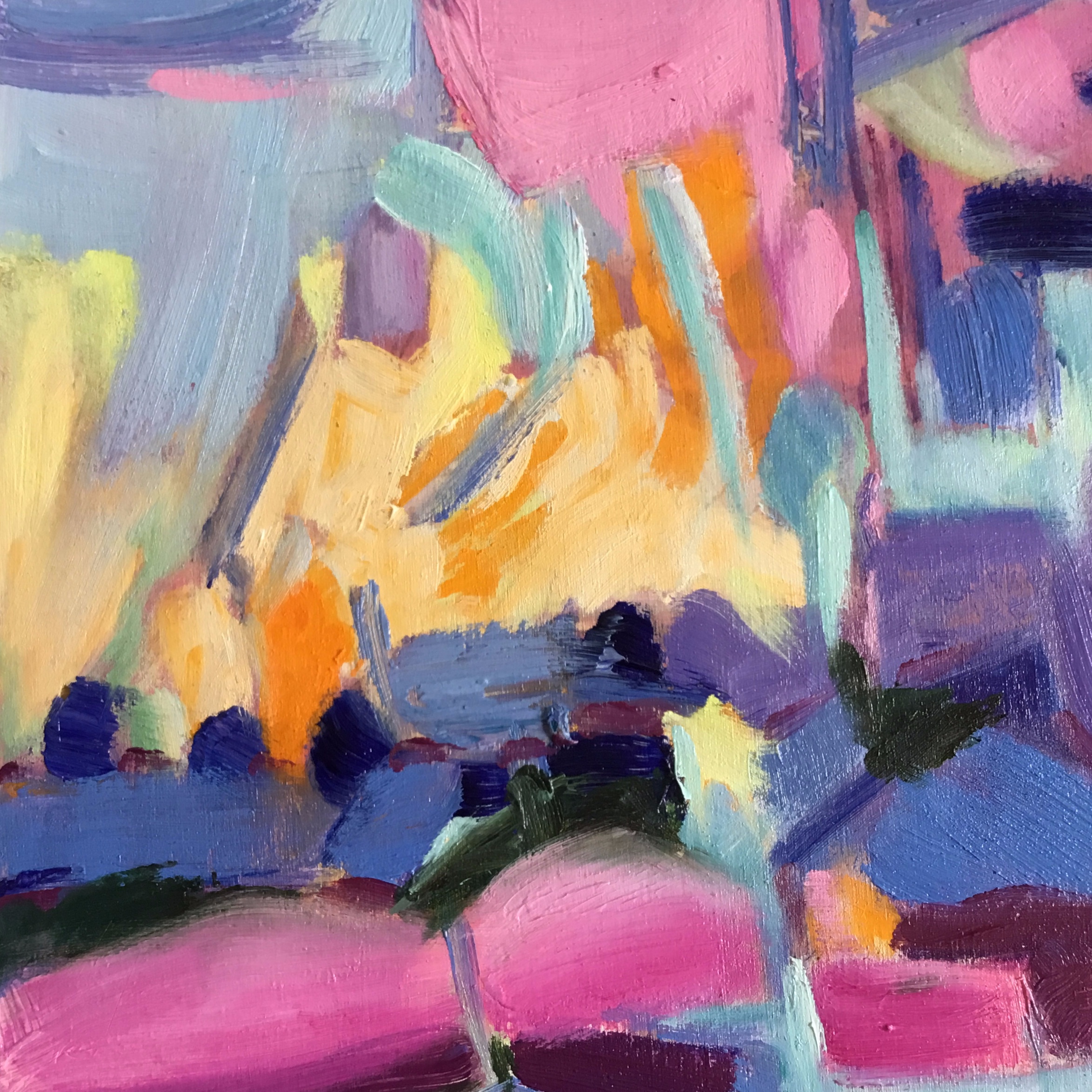 "PINK JETTY" - Oil on birch 8"x 8"