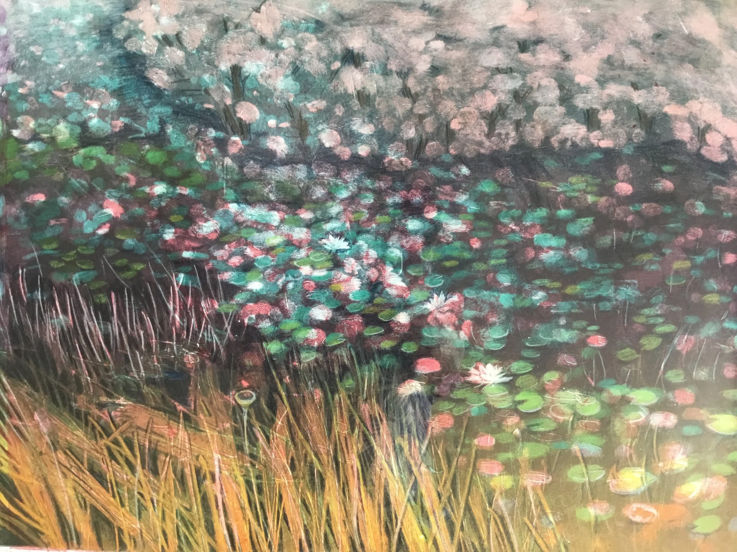 'TIDAL FLOW", 18" x 24", Monoprint,  matted, framed,  $475