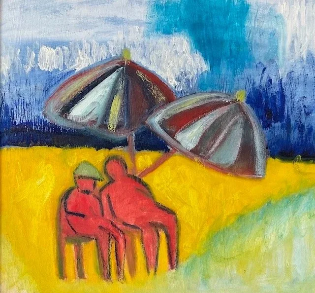 "BEACHED",  oil on board, 20"h x 24" w, $700