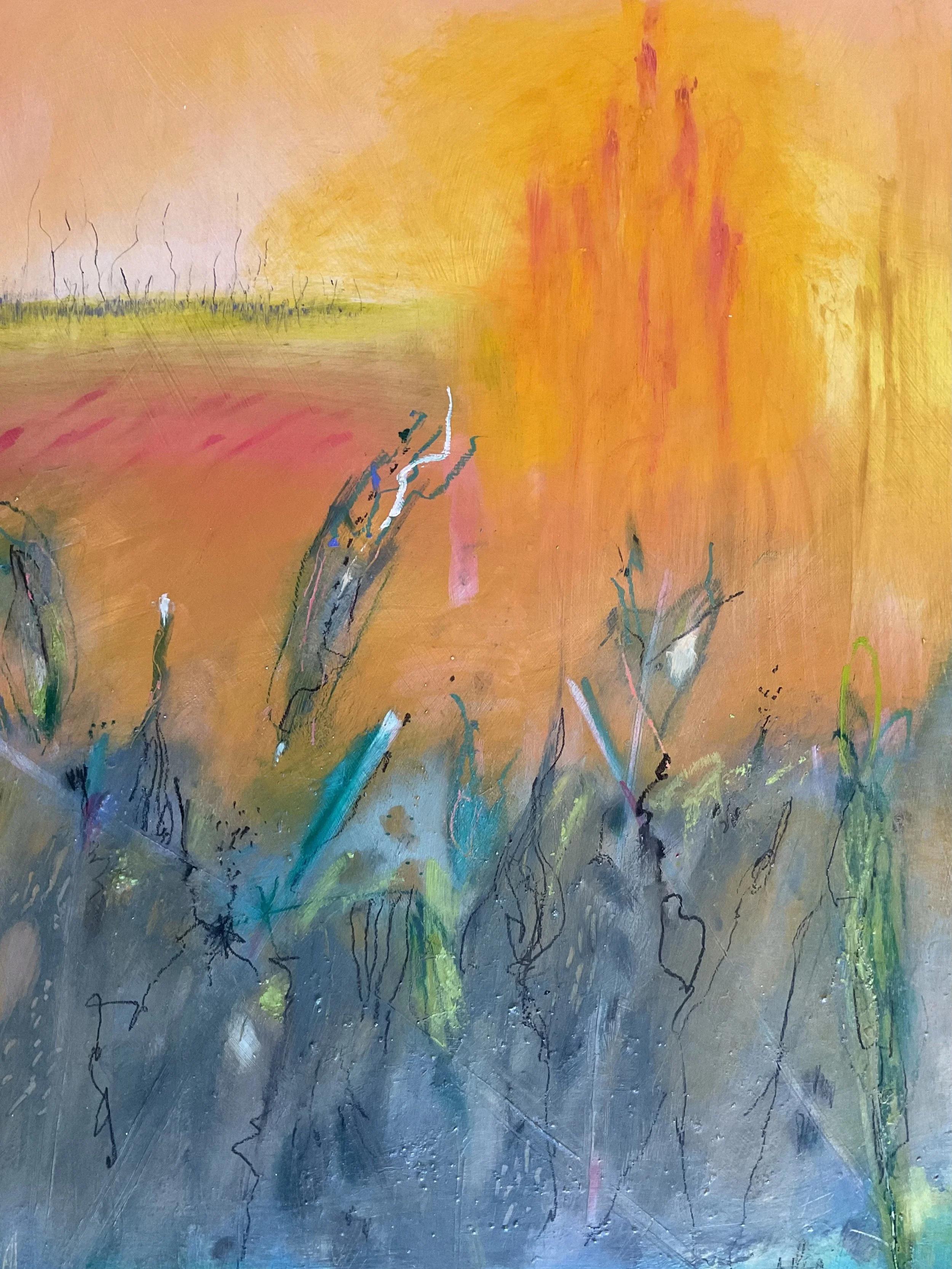 "DAWN'S FIRST COLD BREATH", oil stick on board, 24"h x 18"w, $1,200