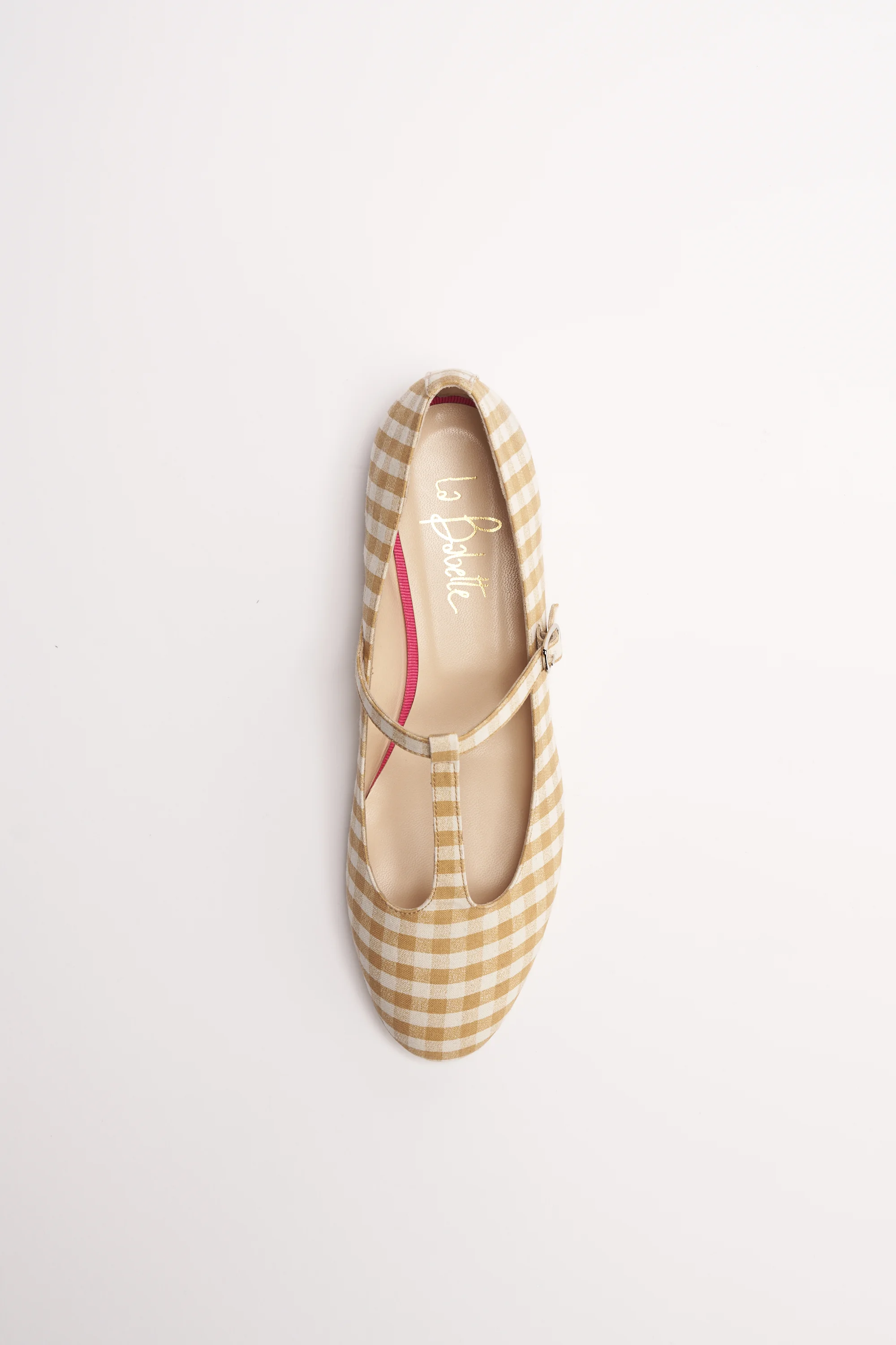 La Babette ballerine t-bar vichy beige made in Italy