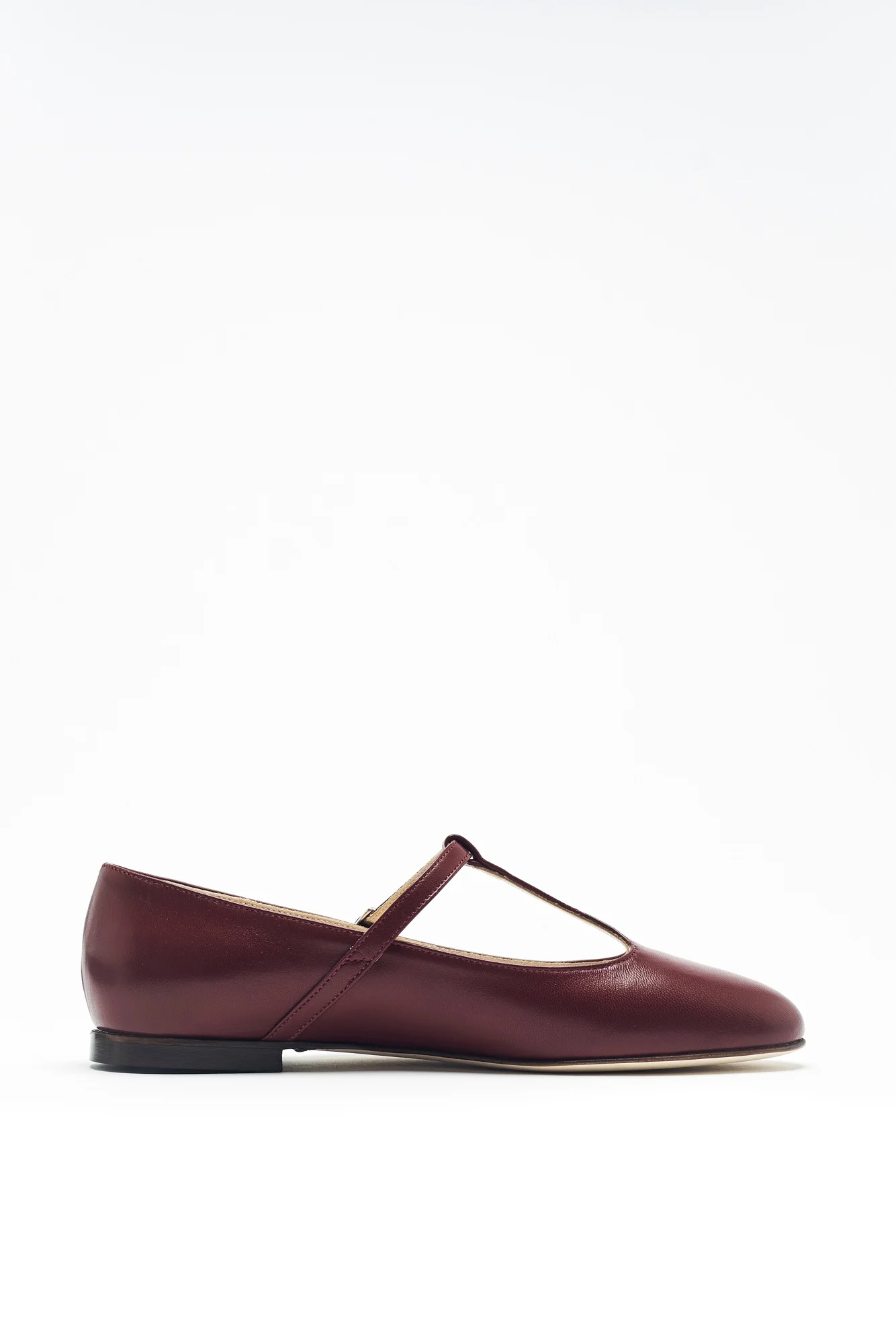 La Babette shoes ballet flats T-Bar bordeaux leather Made in Italy