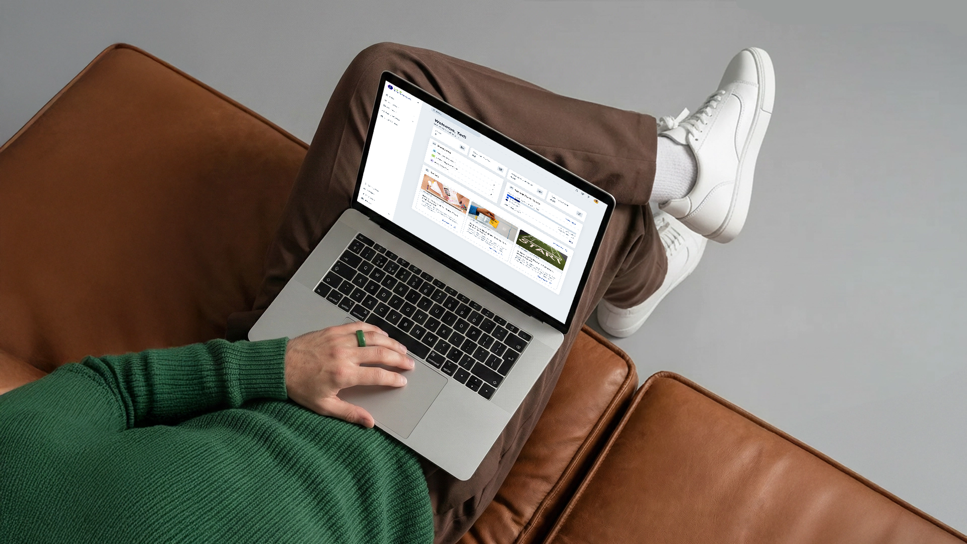 laptop computer on persons lap