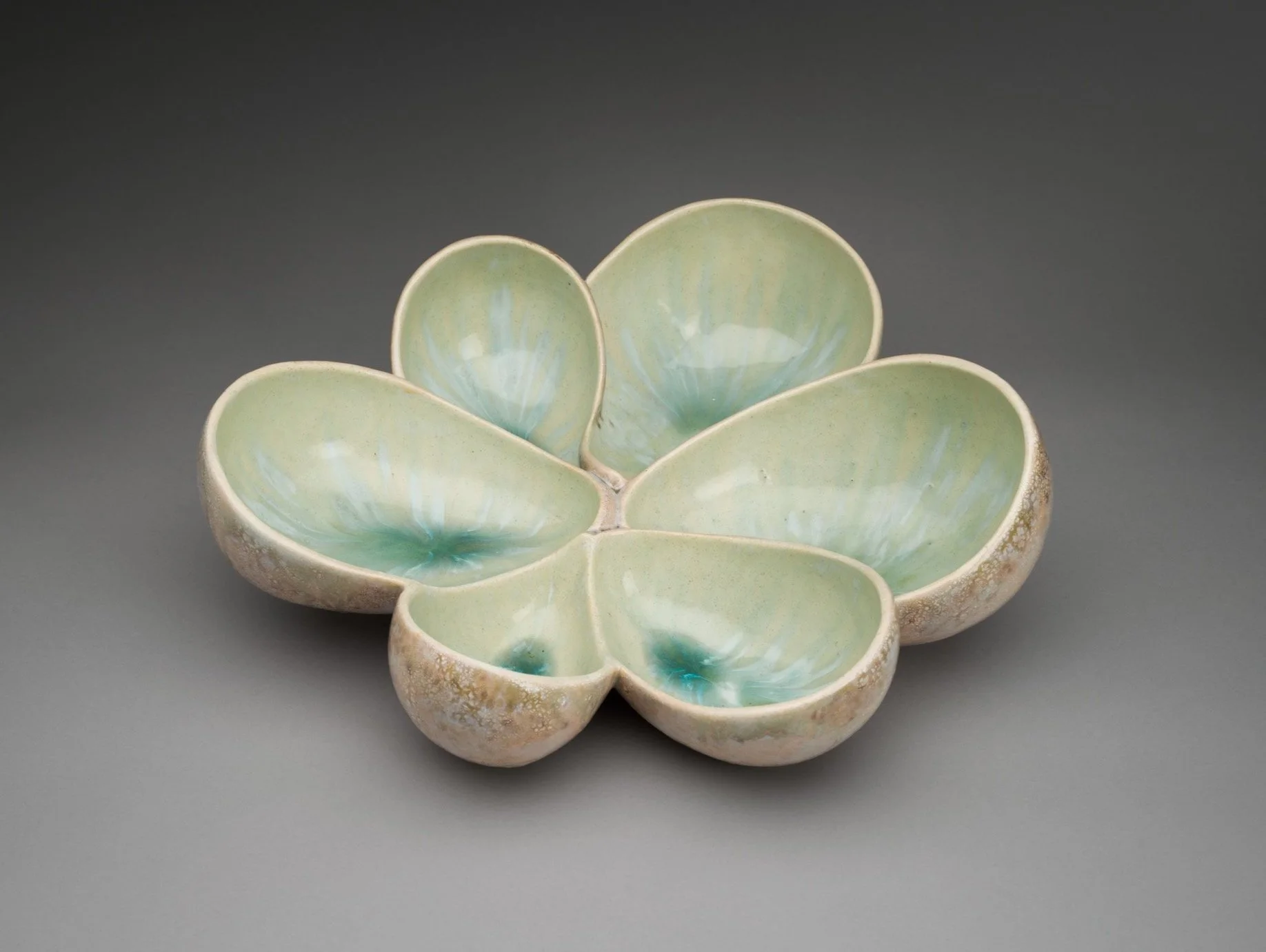 Teal and Cream Nut Bowl