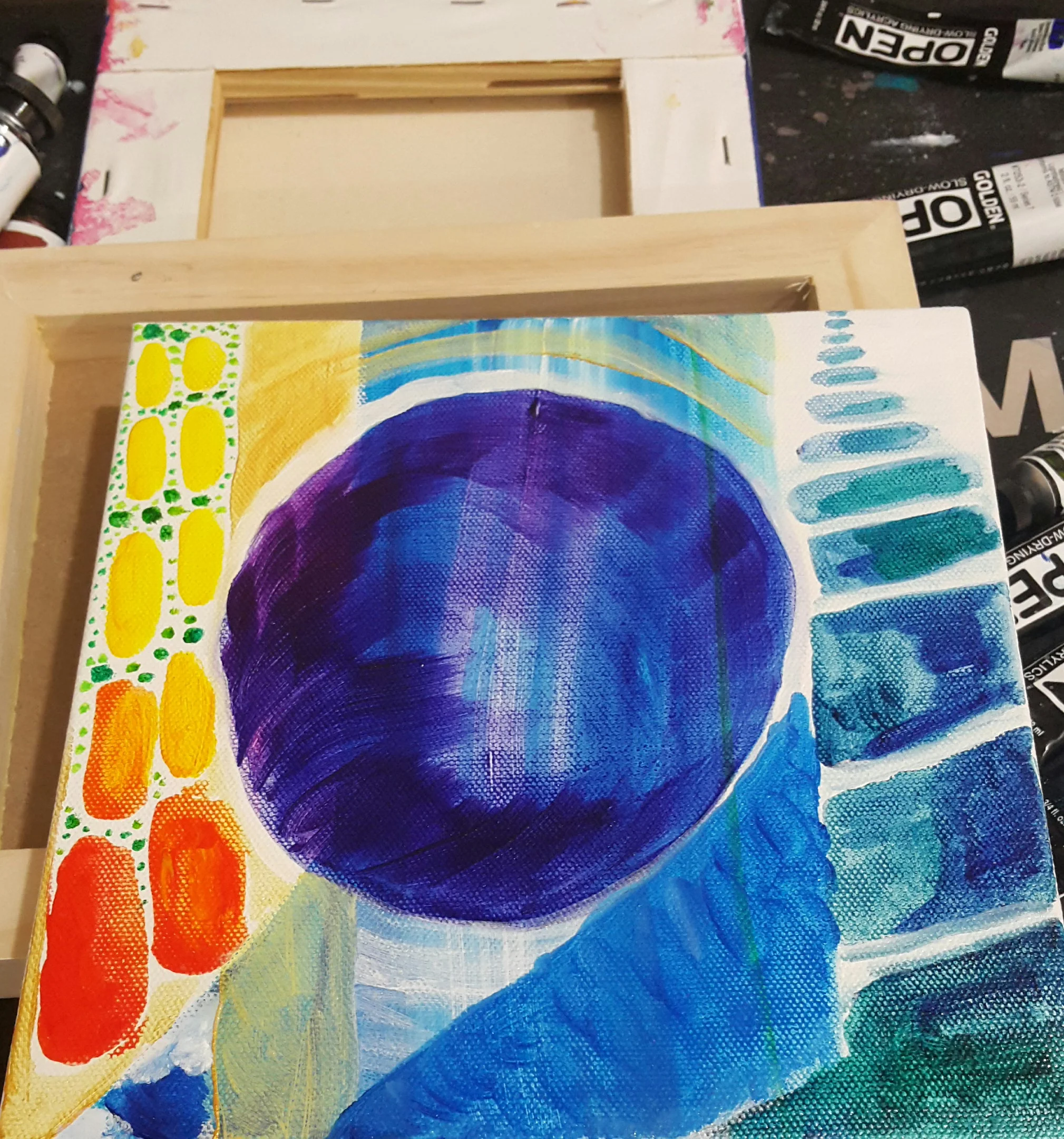 in the studio! acrylic on canvas