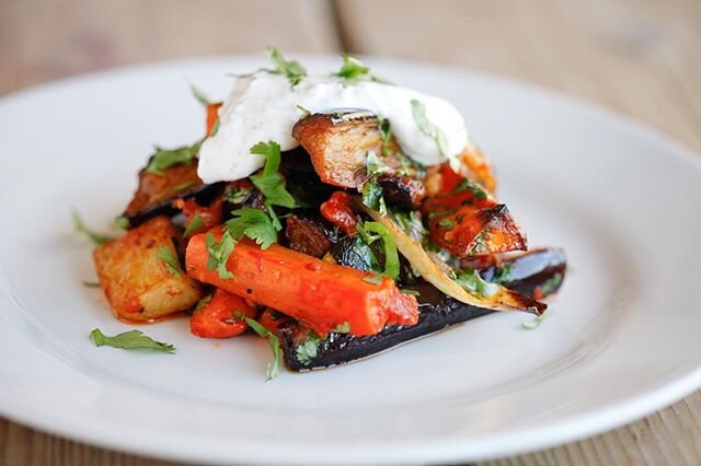 Our famous Cripps &amp; Co Turla-Turla. Middle Eastern roasted vegetables served with cumin yoghurt and our secret seasoning!
.
This is one of our veggie options which has been a hit with our meat-free guests over the years! We pride ourselves on des