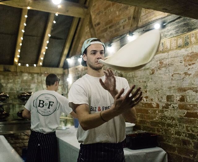 #tbt all the way back to 2015 for this shot of the @bazandfredpizza guys working their magic at Shustoke Barn, wearing some OG B&amp;F stash 😎🍕.
.
📸 @pauljosephphotography .
.
🍕 @bazandfredpizza .
.
.
.
📍 @shustokebarn .
.
.
.
.
.
.
#wedding #en