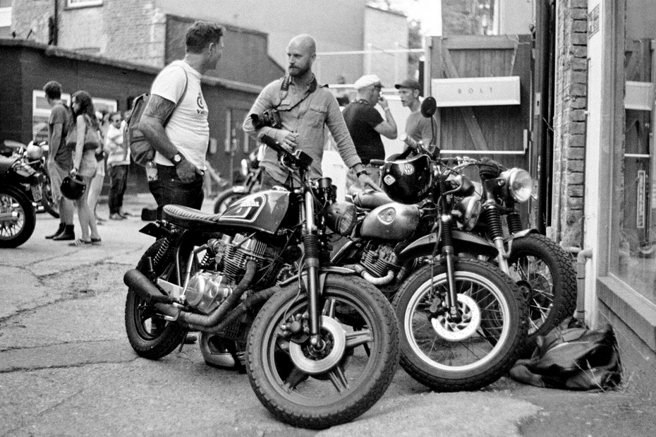 Motorcycles outside Bolt London.