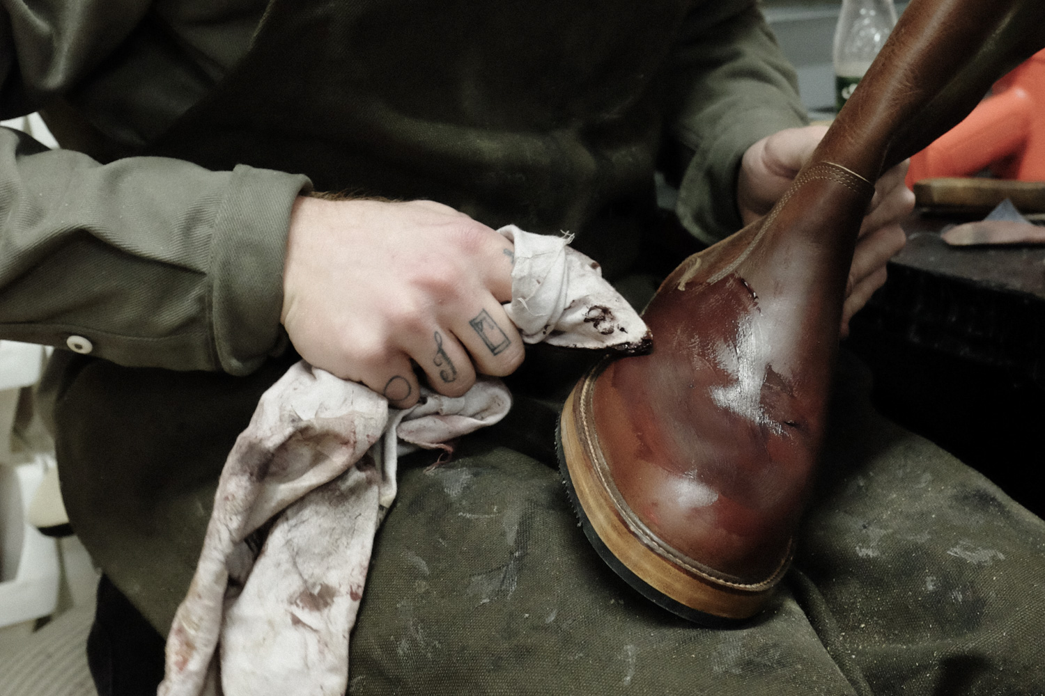 Bootmaker Felix Jouanneau in his Workshop.