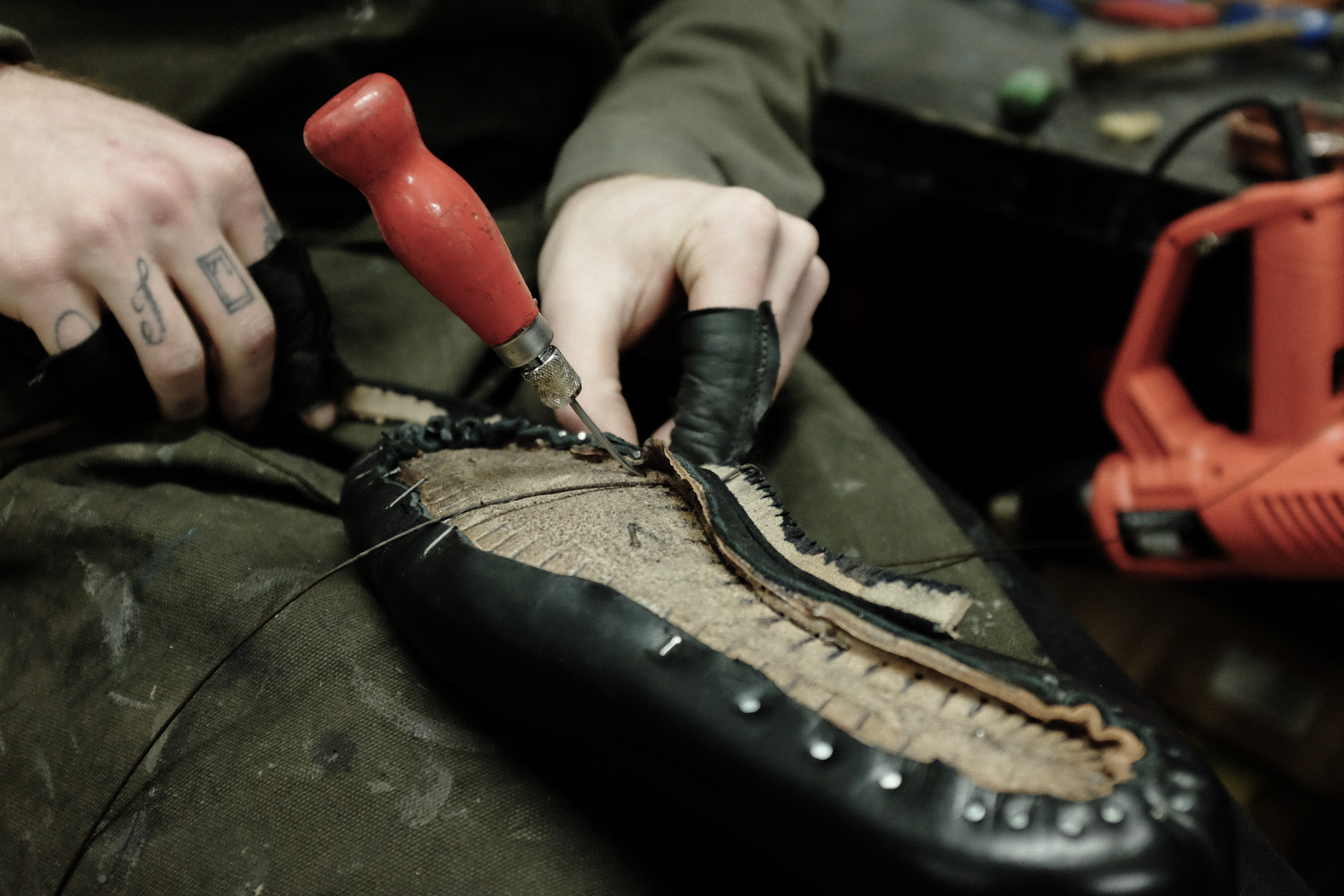 Bootmaker Felix Jouanneau in his Workshop.
