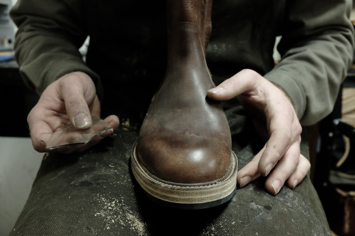 Bootmaker Felix Jouanneau in his Workshop.