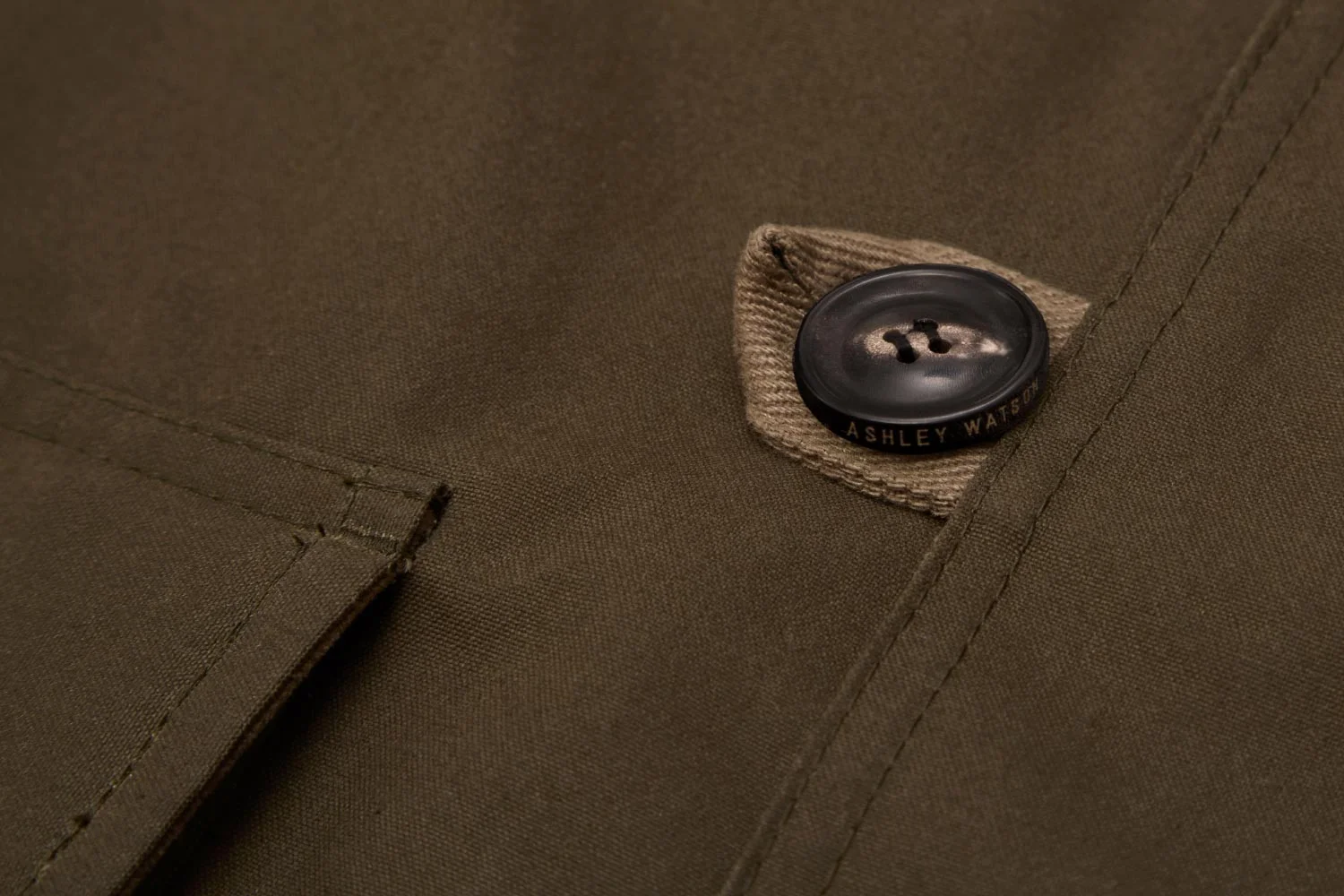 Large horn buttons. Can open jacket while wearing gloves.