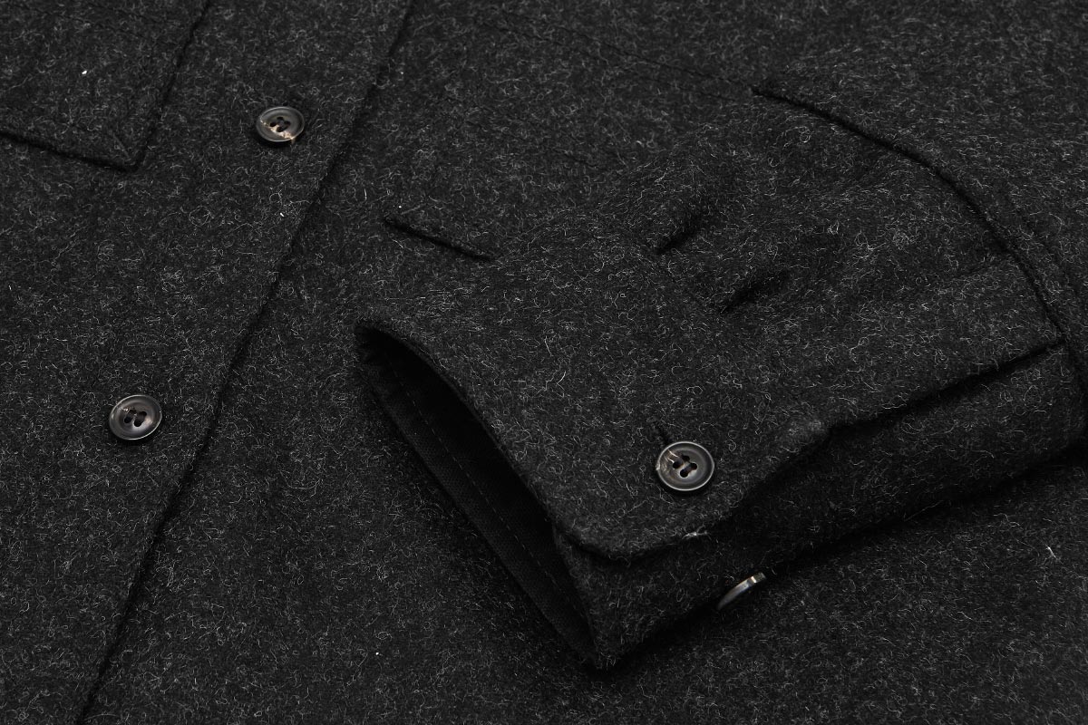 Ashley Watson - Hockliffe Overshirt - protective motorcycle overshirt - charcoal wool, adjustable cuffs