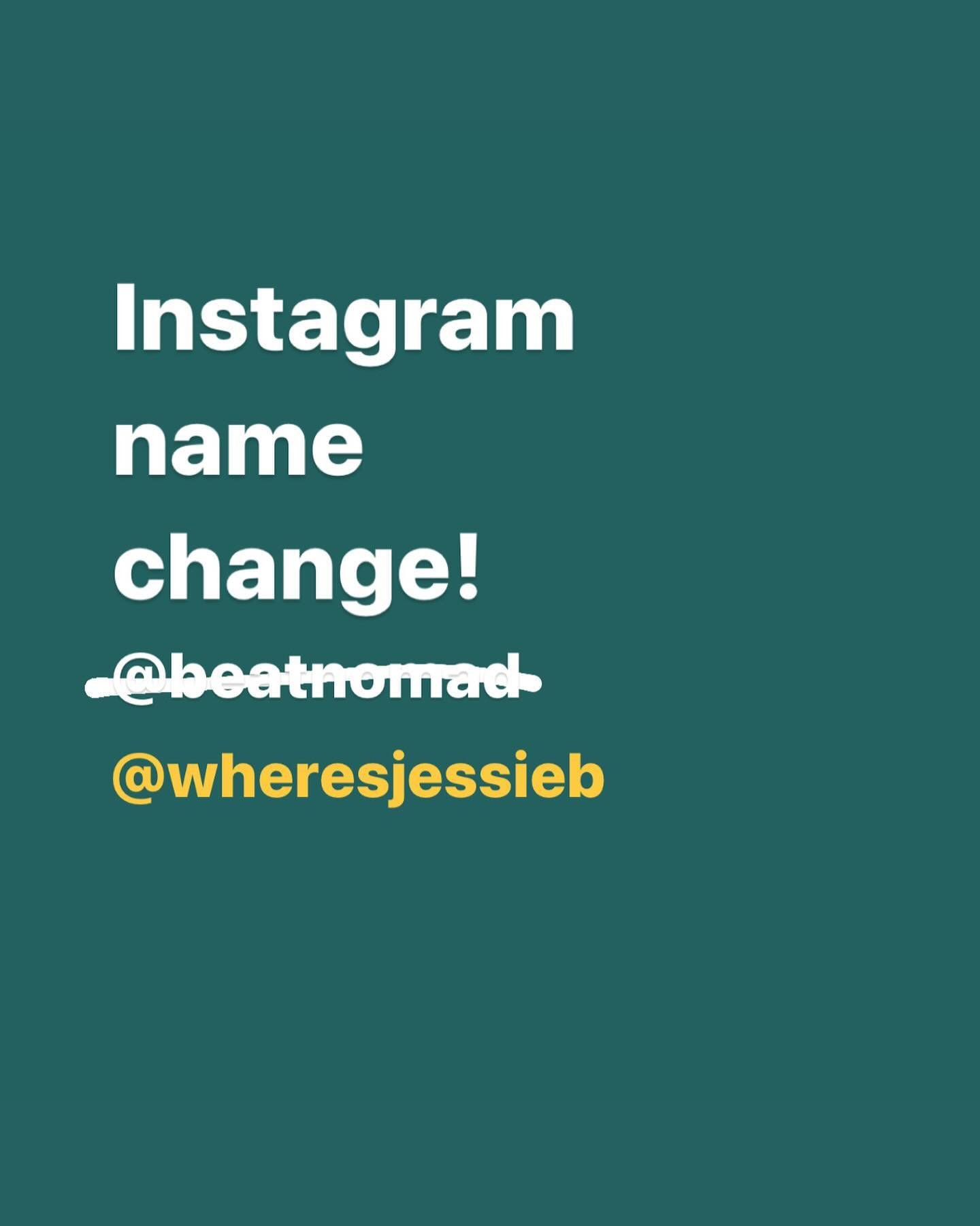 Friends and followers: I&rsquo;m changing my IG handle from beatnomad to wheresjessieb. Although beatnomad has been a fun identity over the past 13 (!!) years, I&rsquo;ve finally admitted that I&rsquo;ve  grown out of it.
.
I started that name while 