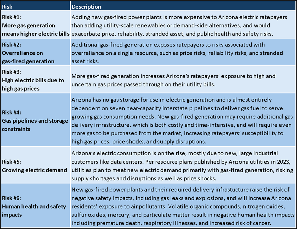 Risks of New Gas-Fired Generation in Arizona — Applied Economics Clinic